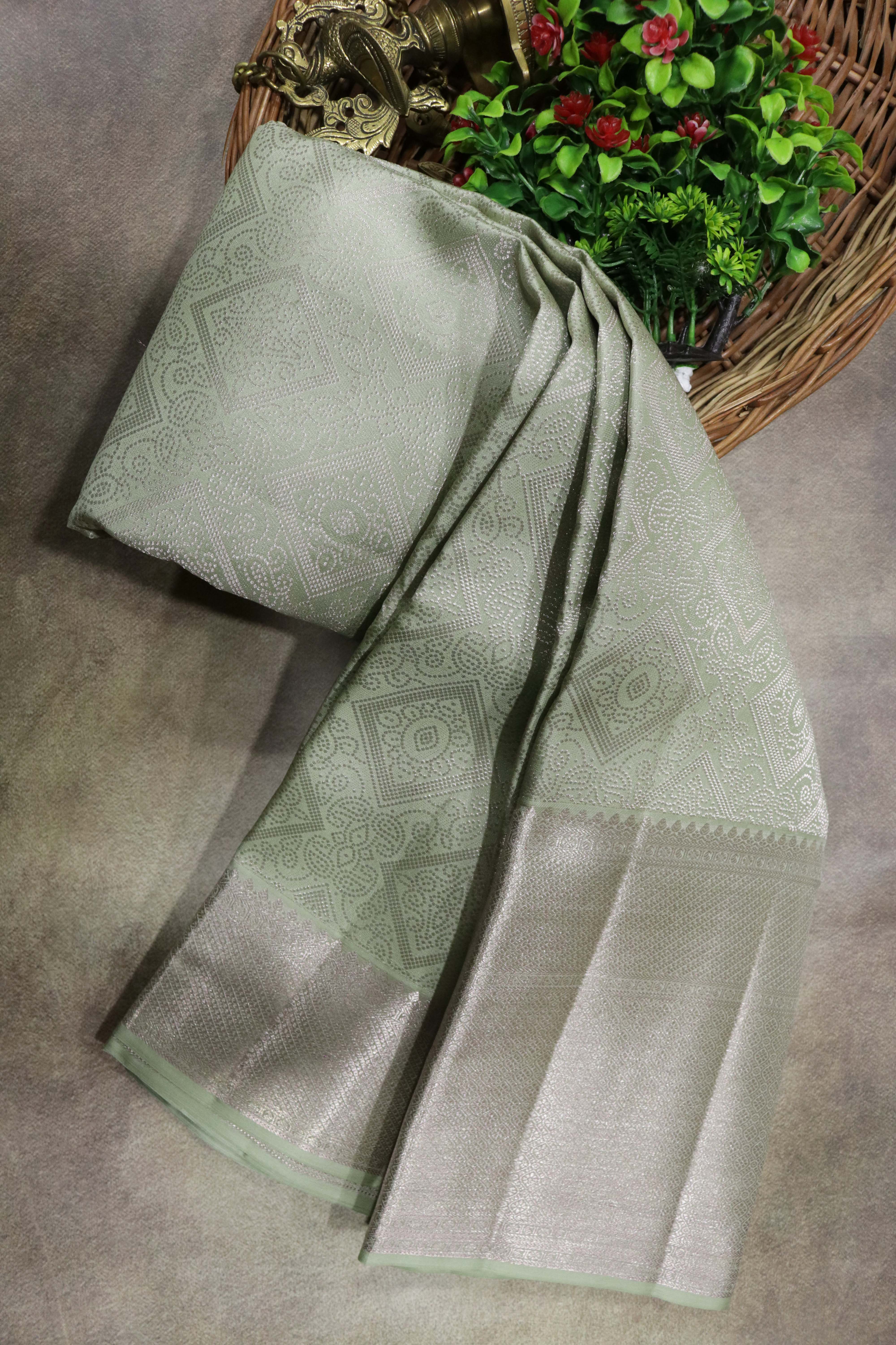 Sea Green Kanchivaram Silk Saree