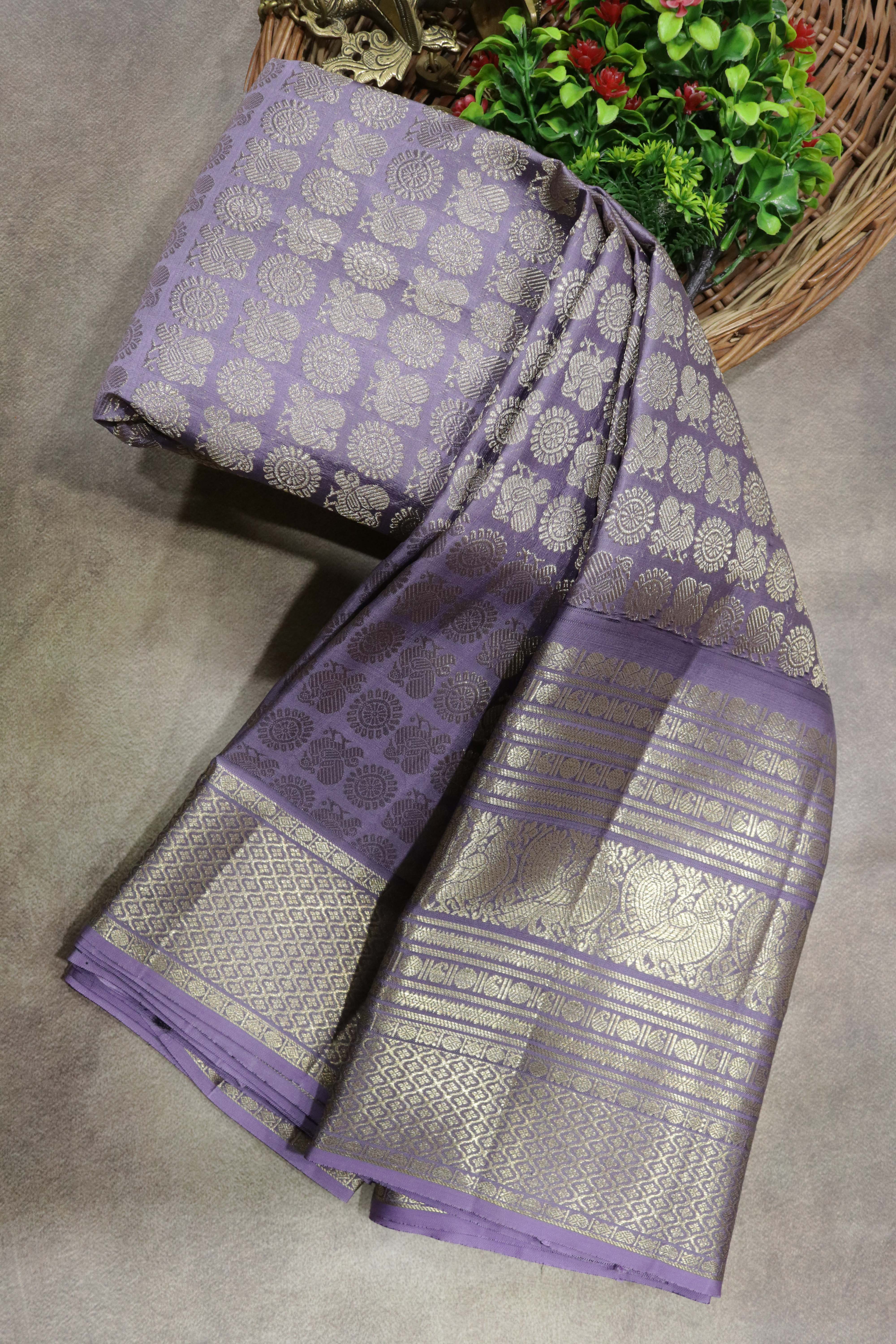 Lavender Kanchivaram Silk Saree