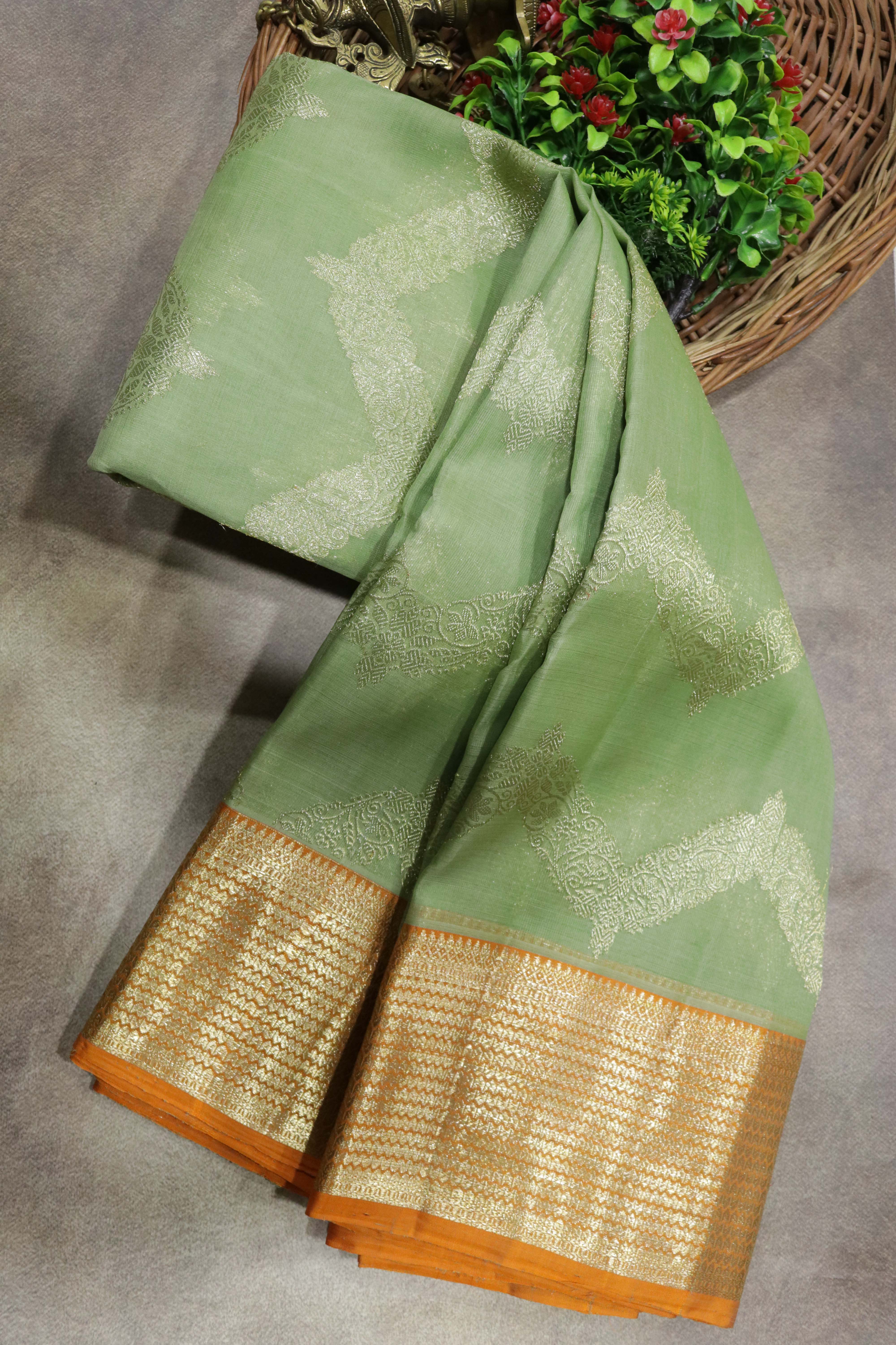 Pista Green Kanchivaram Silk Saree