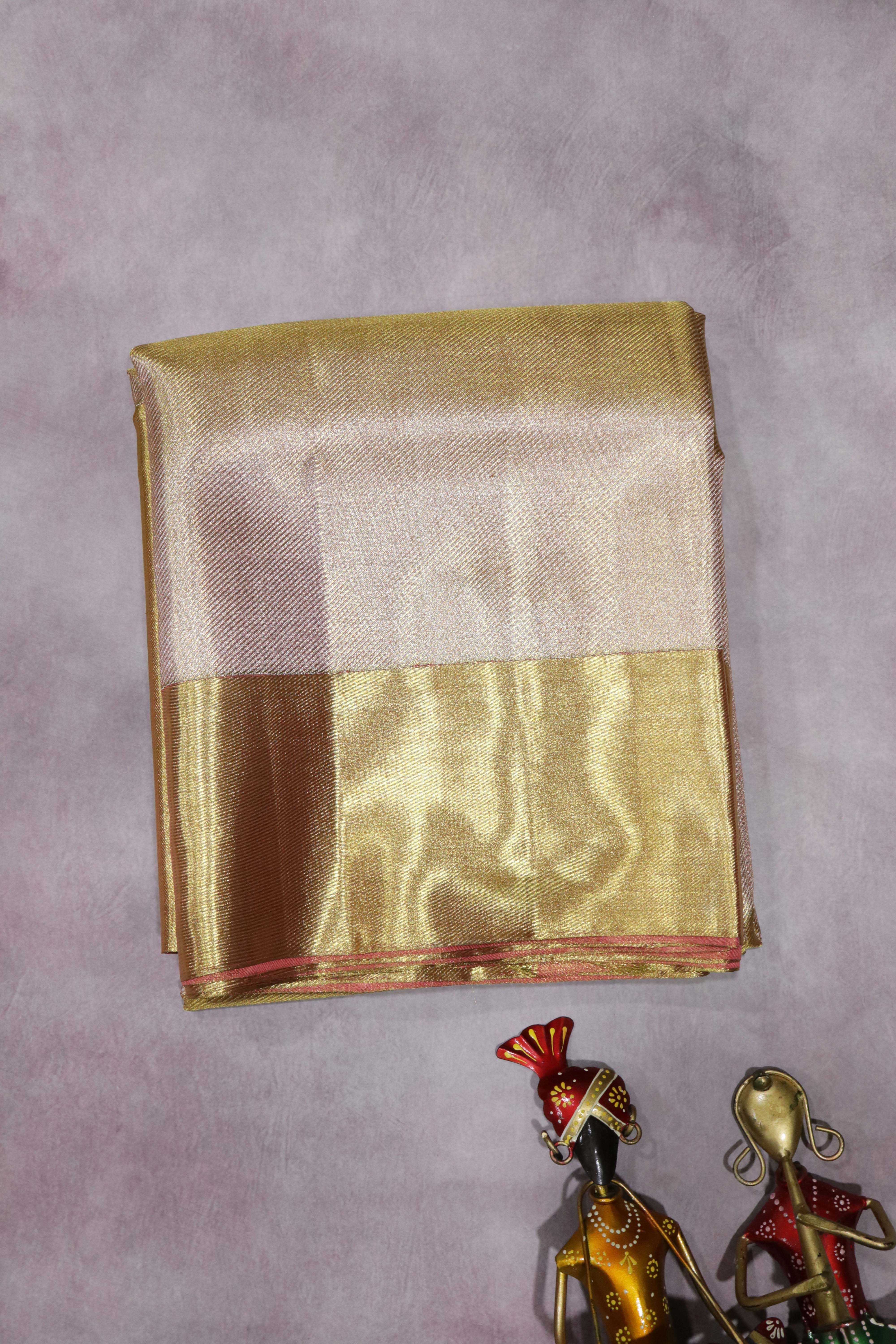 Peach Gold Kanchivaram Tissue Silk Saree