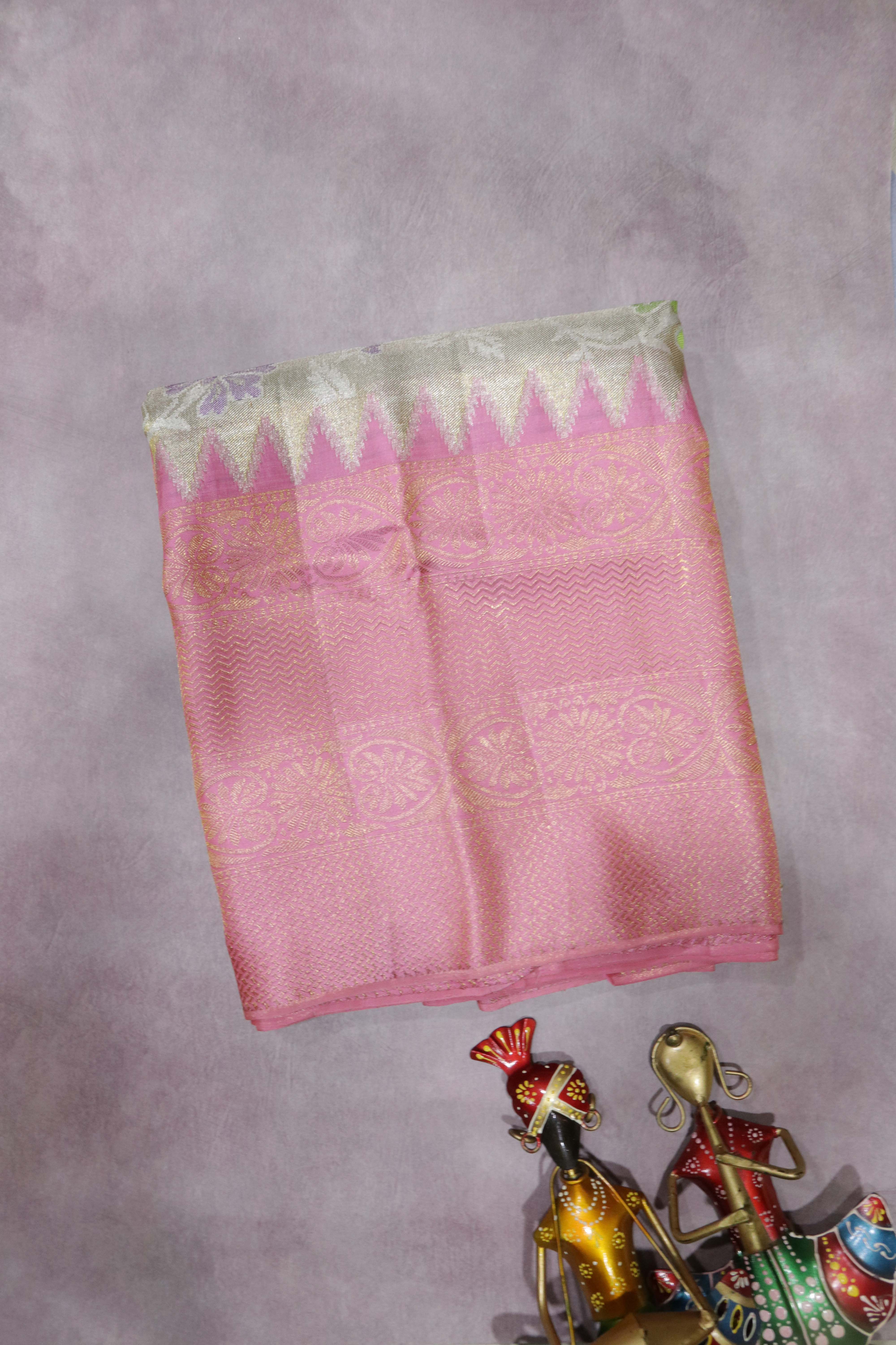 Silver Gold Kanchivaram Tissue Silk Saree
