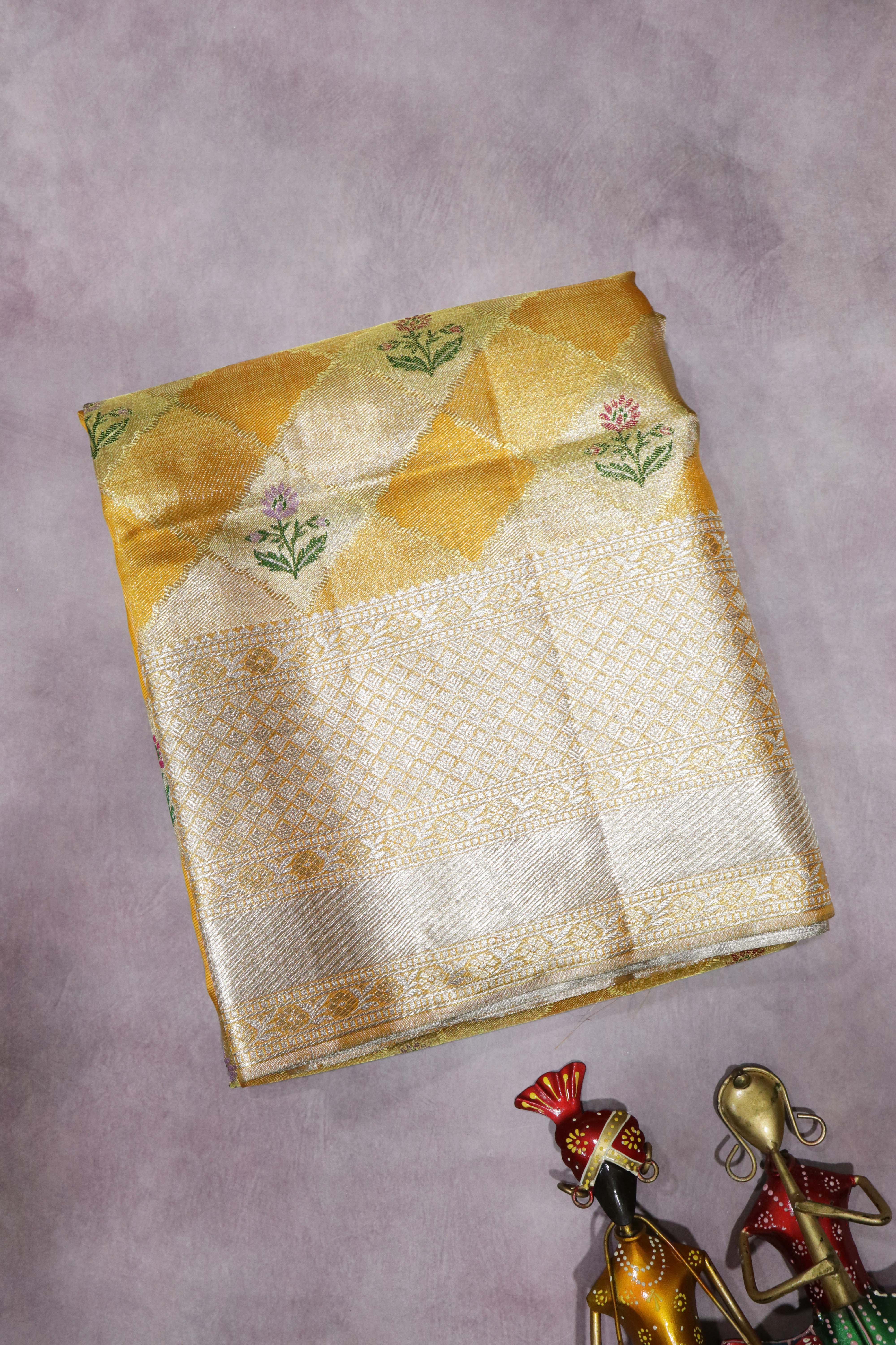 Mustard Kanchivaram Tissue Silk Saree