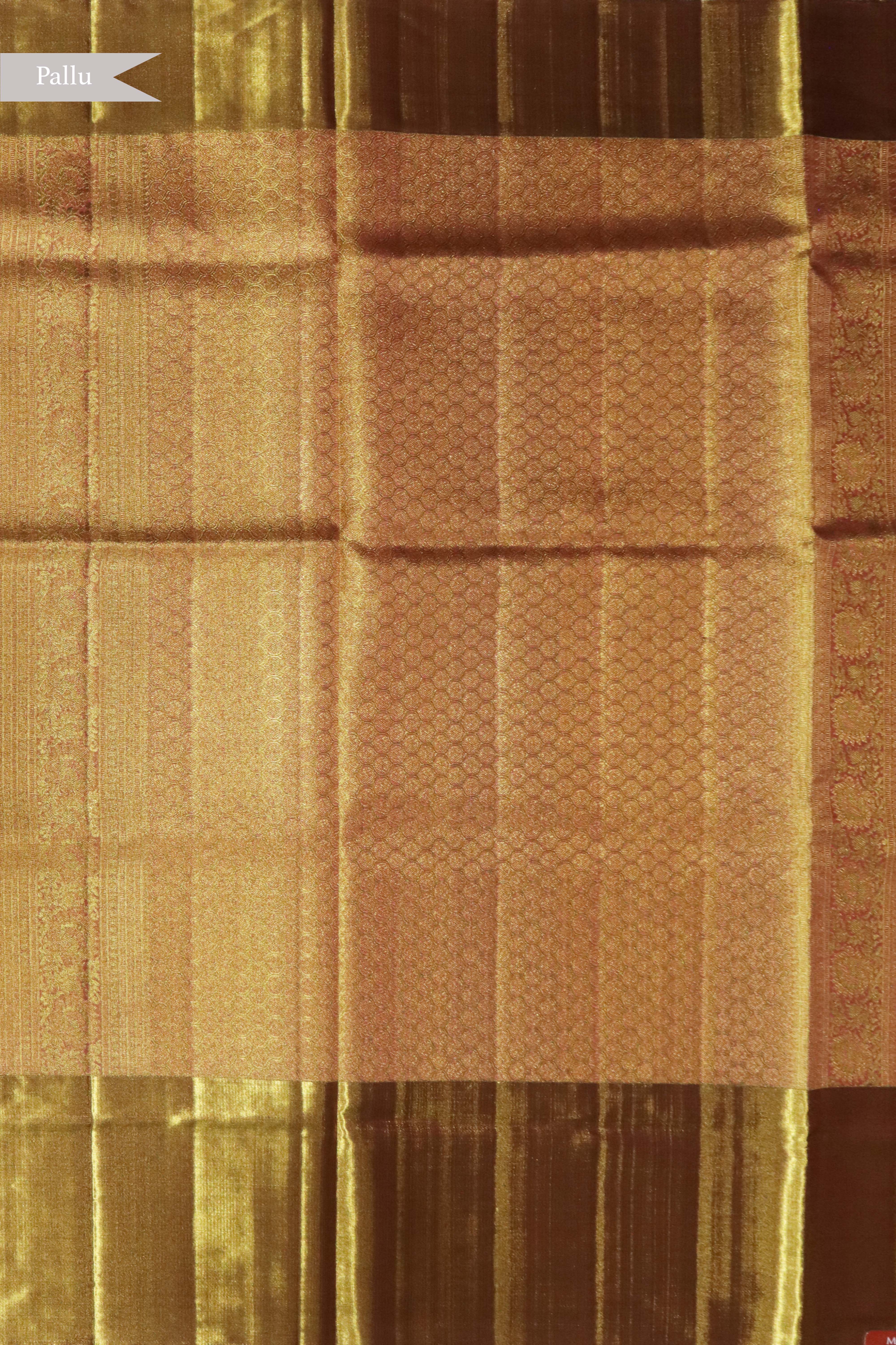 Peach Gold Kanchivaram Tissue Silk Saree