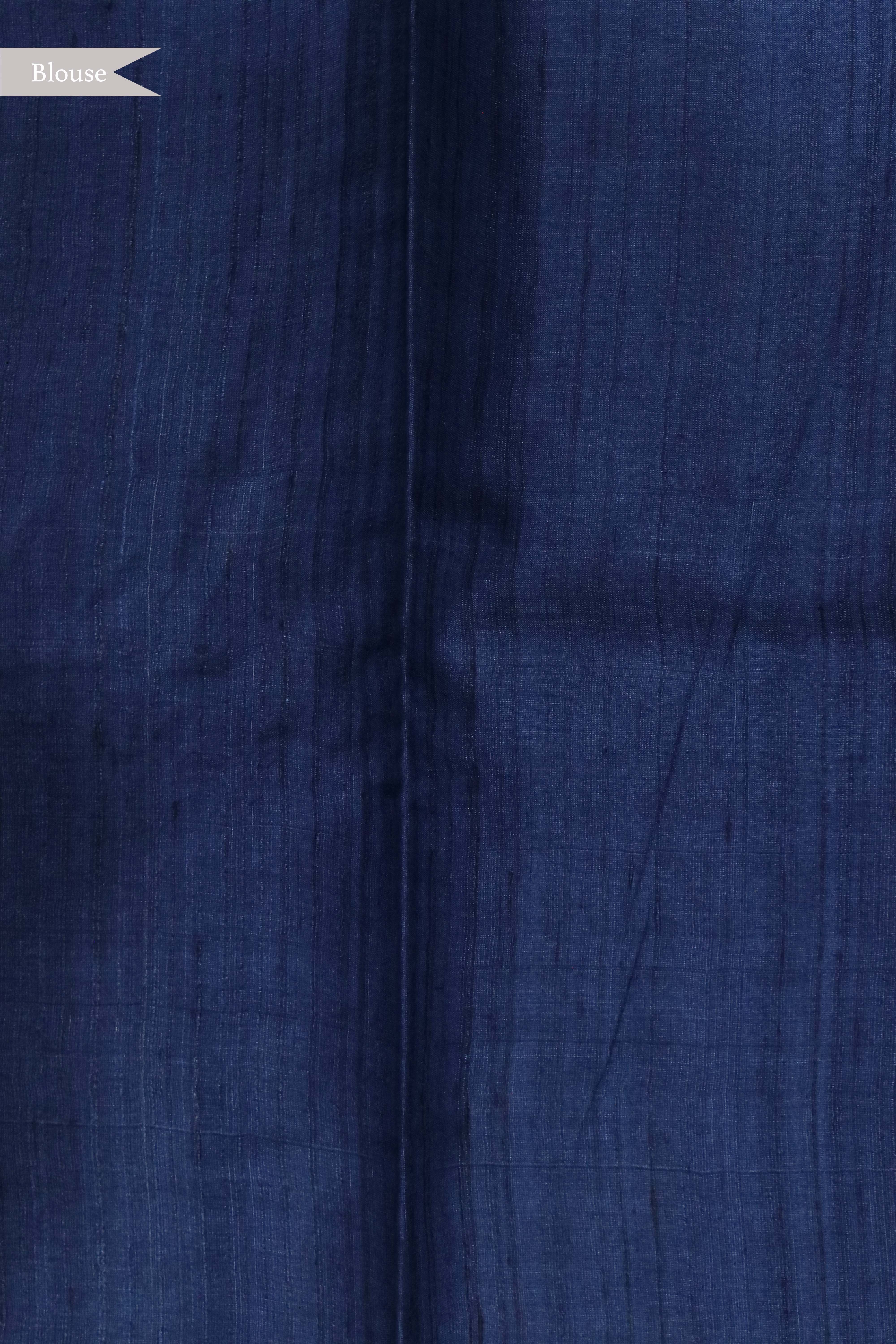 Indigo Blue Tussar Silk Saree