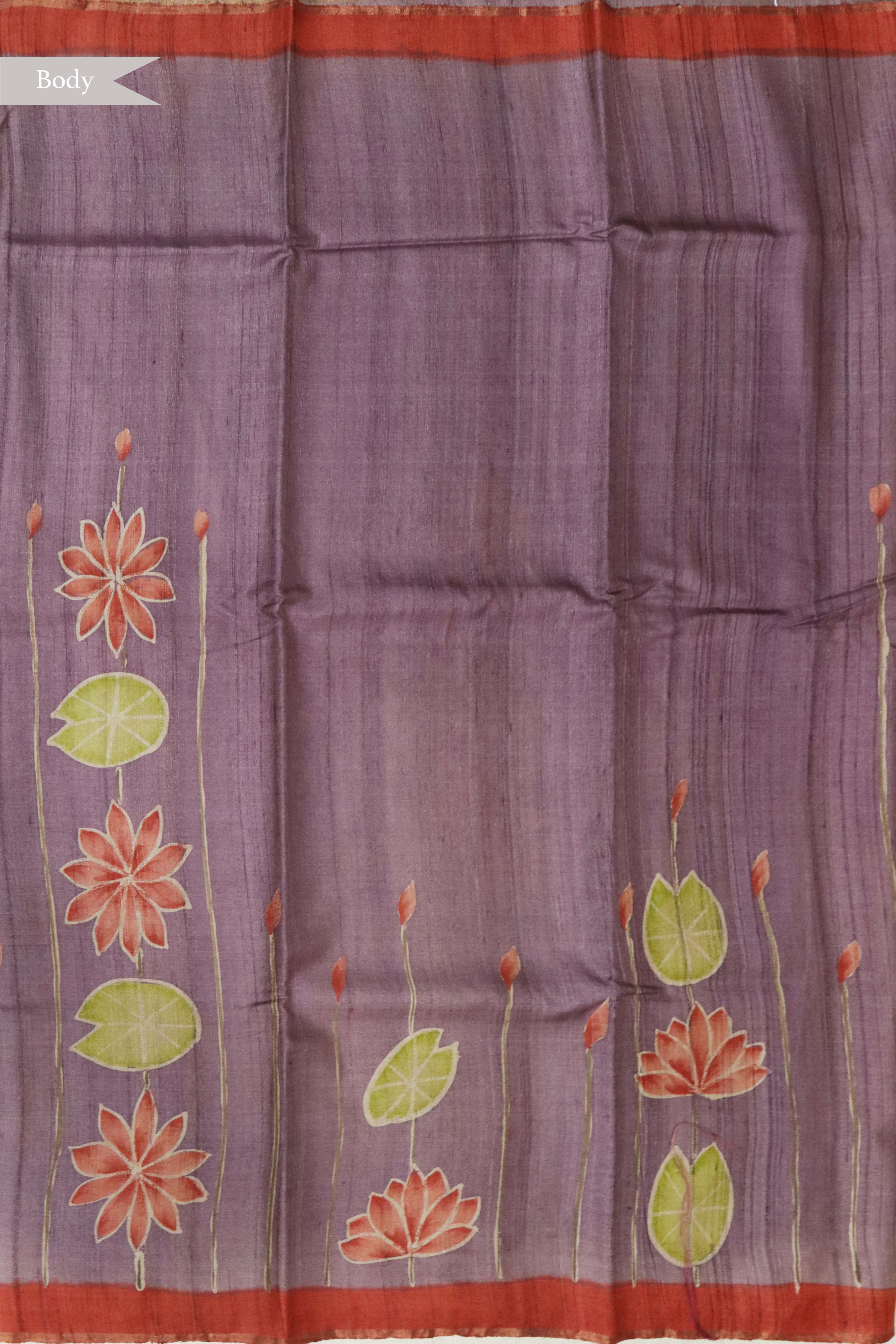 Mauve Tussar Silk Saree