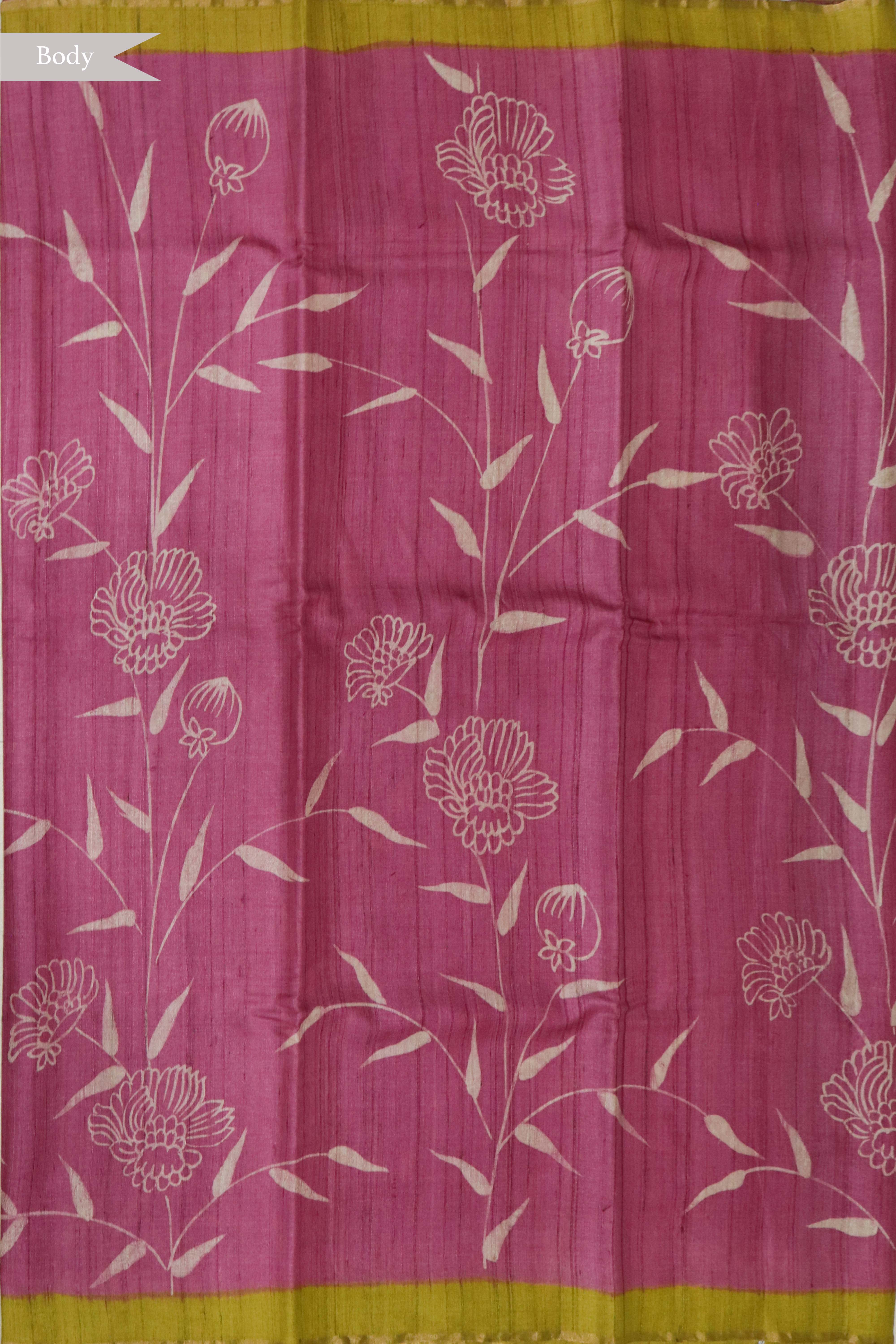 Onion Pink Tussar Silk Saree