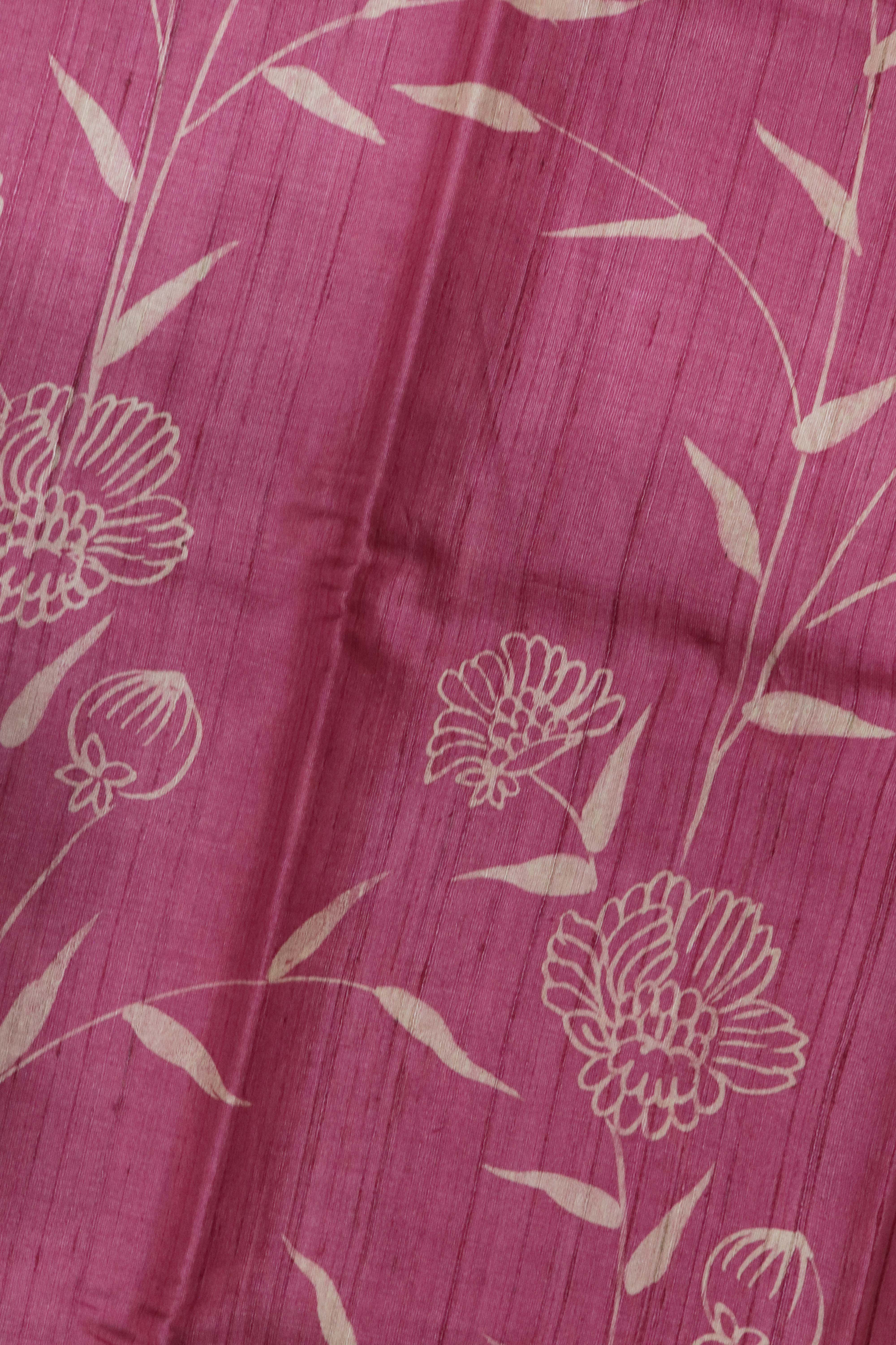 Onion Pink Tussar Silk Saree