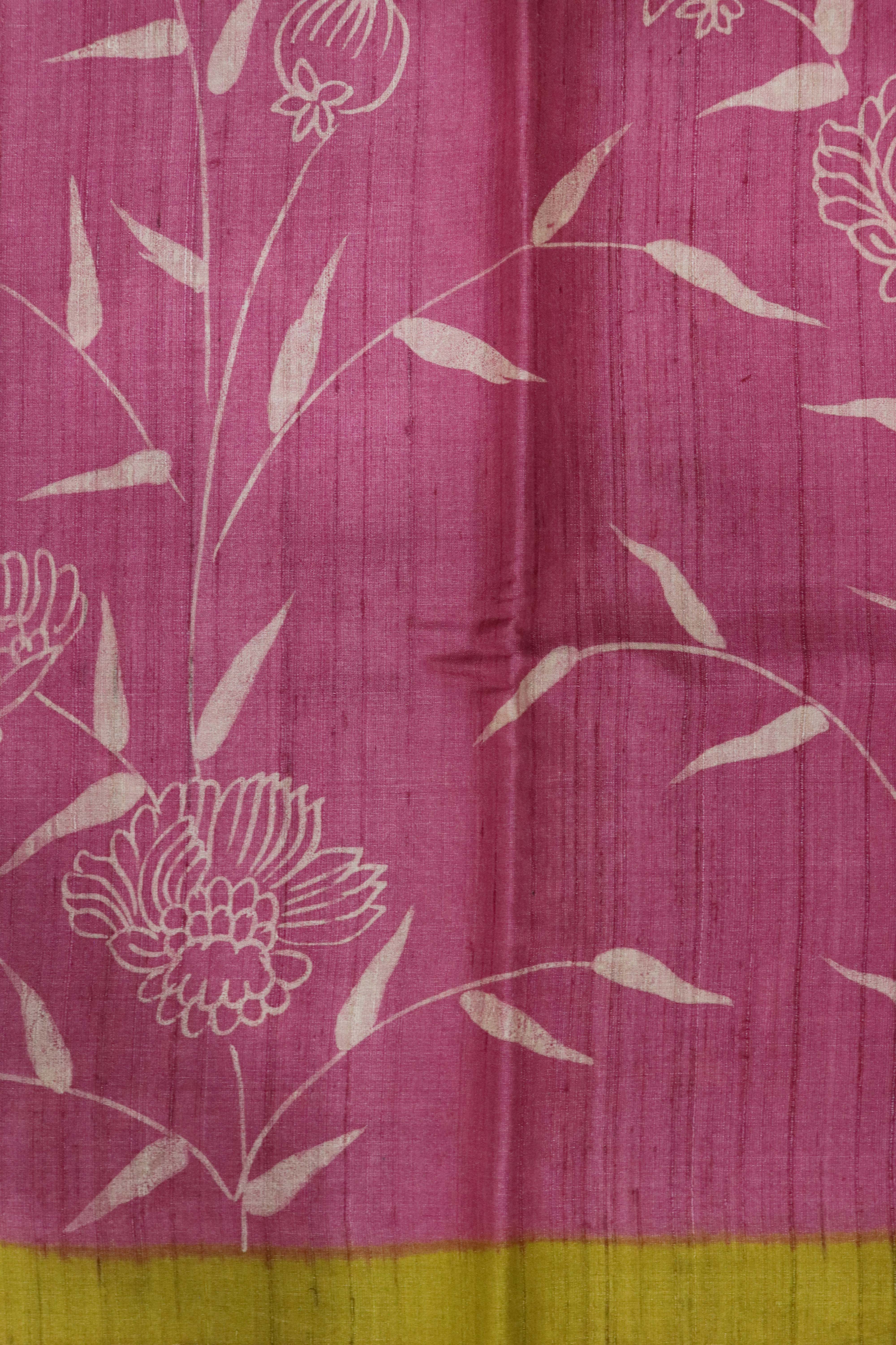 Onion Pink Tussar Silk Saree