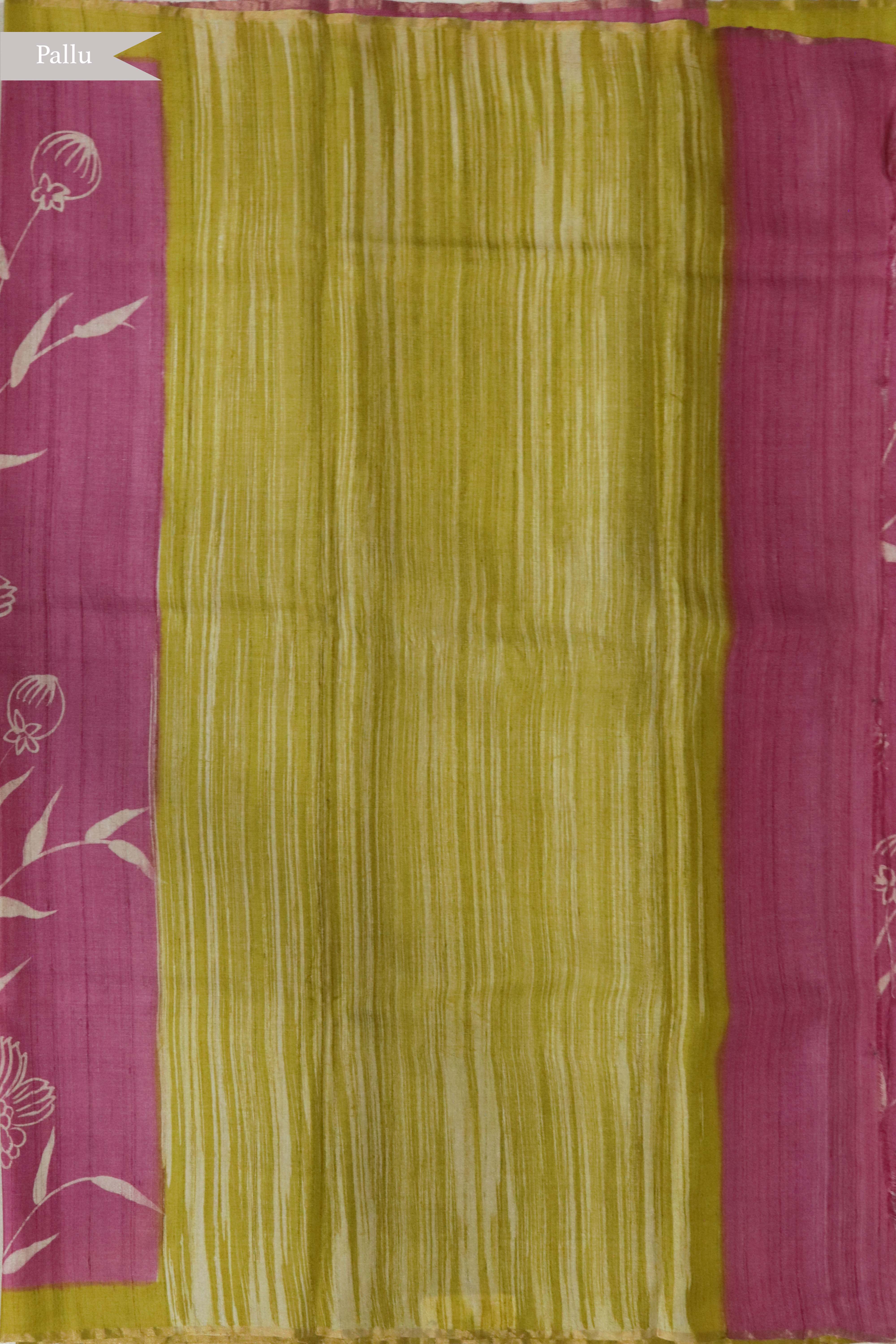 Onion Pink Tussar Silk Saree