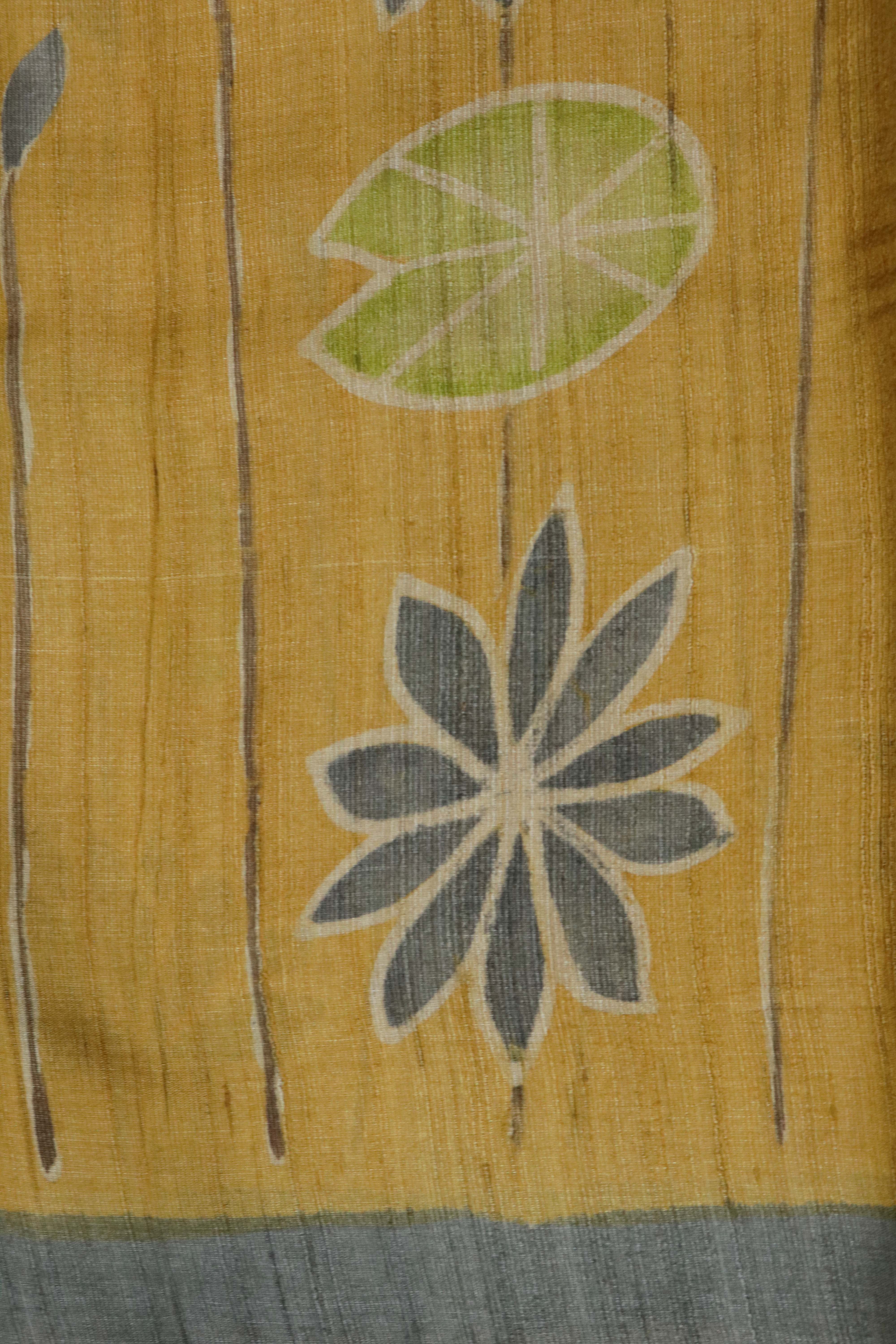 Dark Beige Tussar Silk Saree