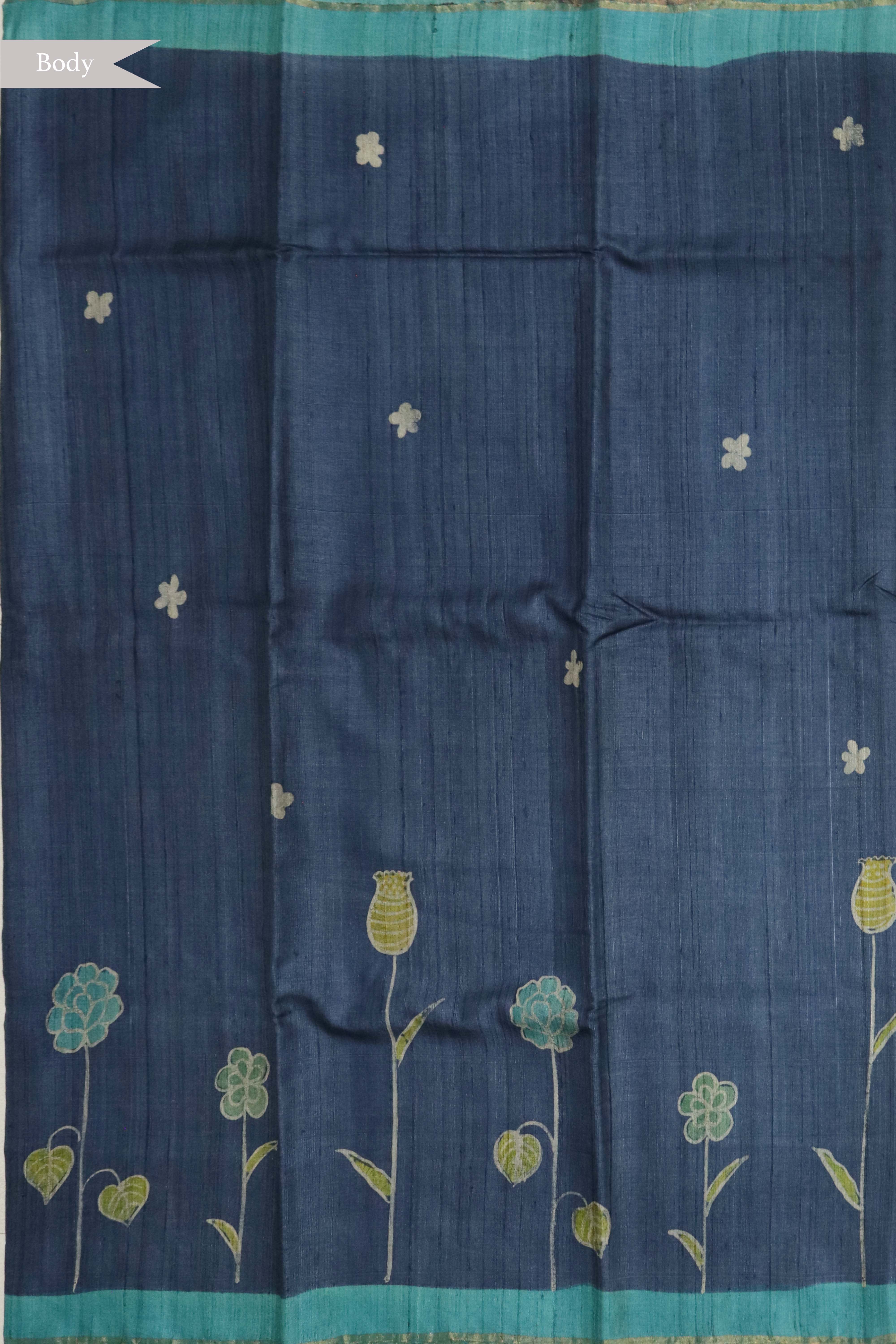 Grey Tussar Silk Saree