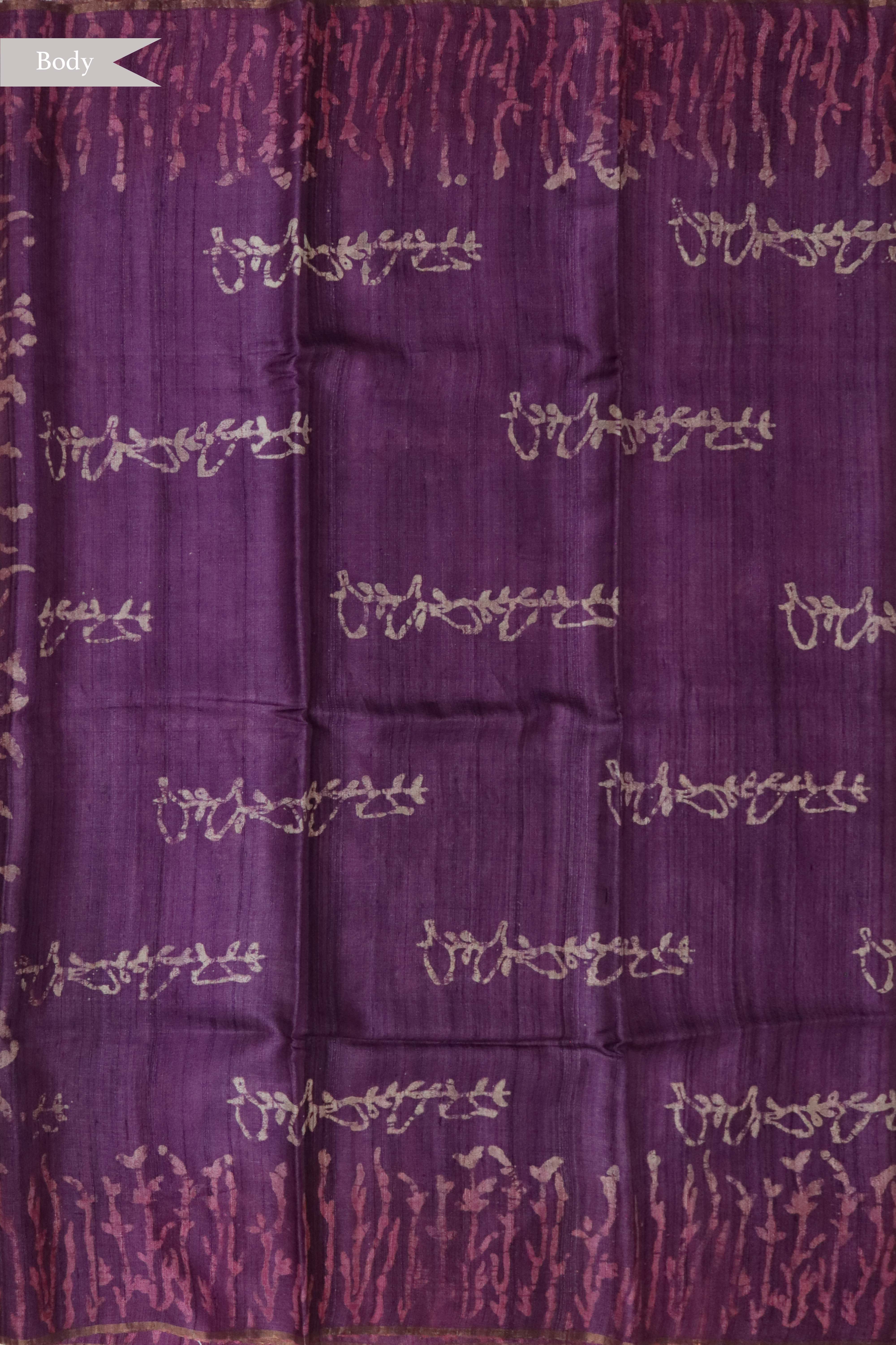Dark Purple Tussar Silk Saree