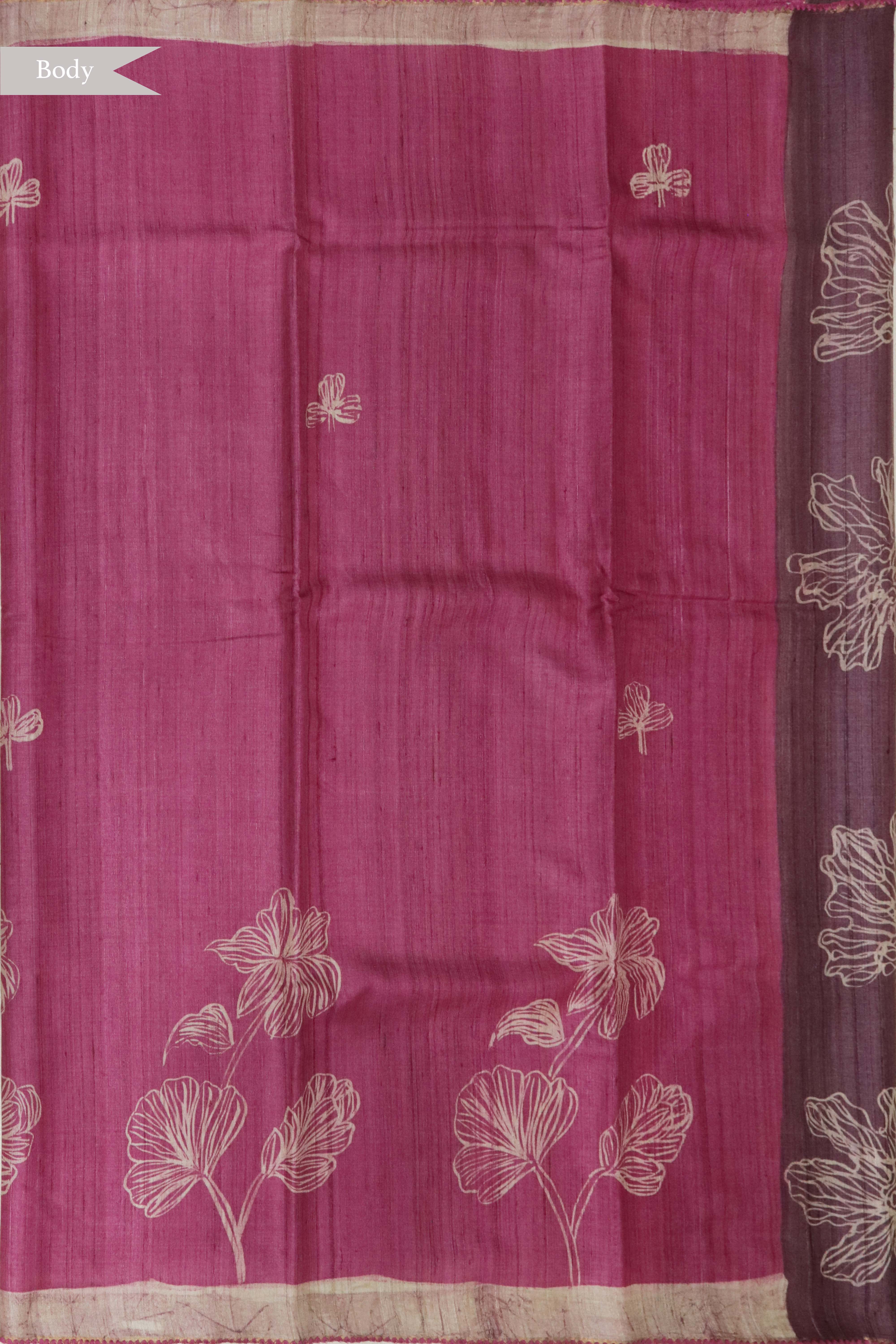 Onion Pink Tussar Silk Saree