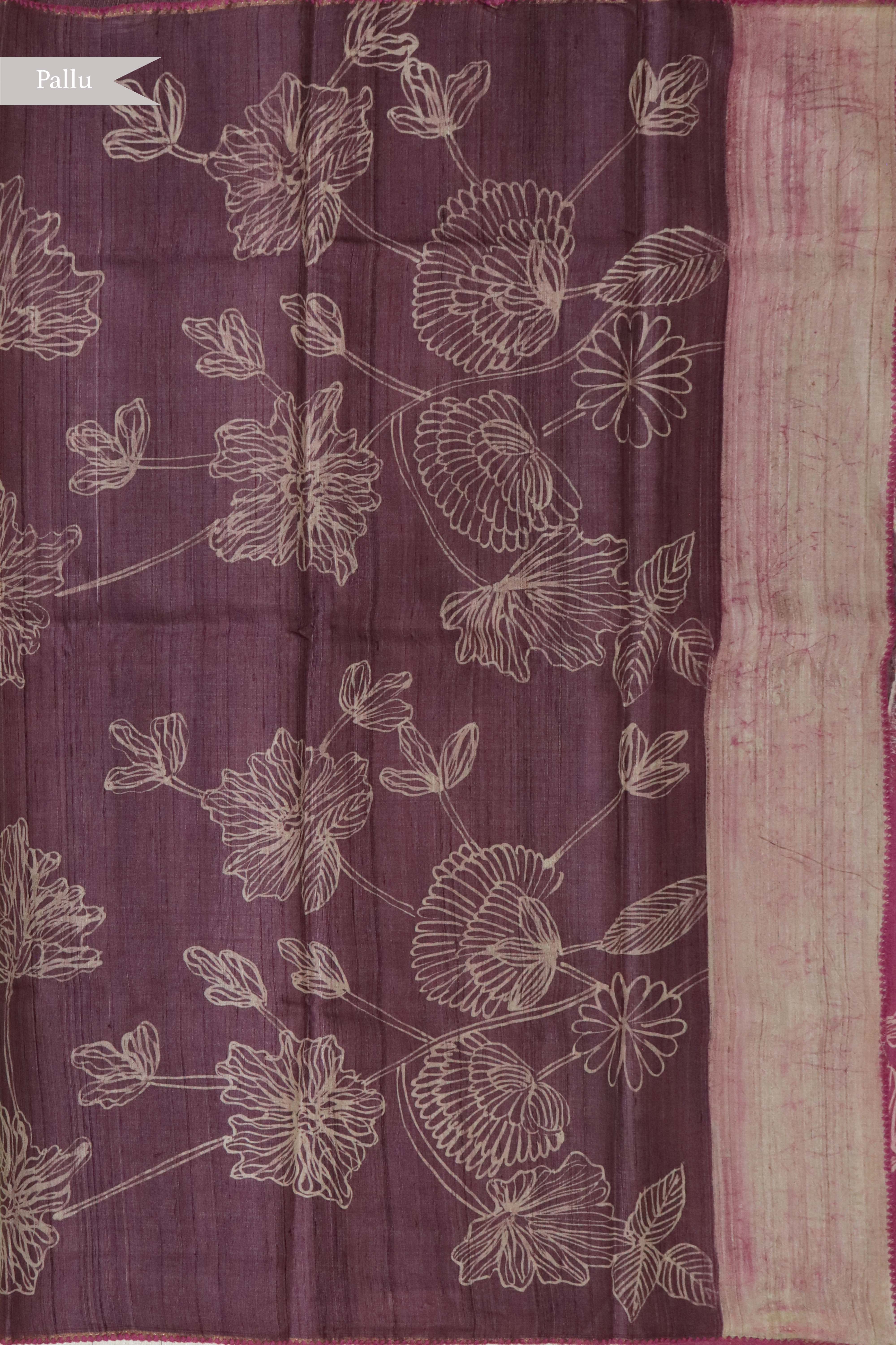 Onion Pink Tussar Silk Saree