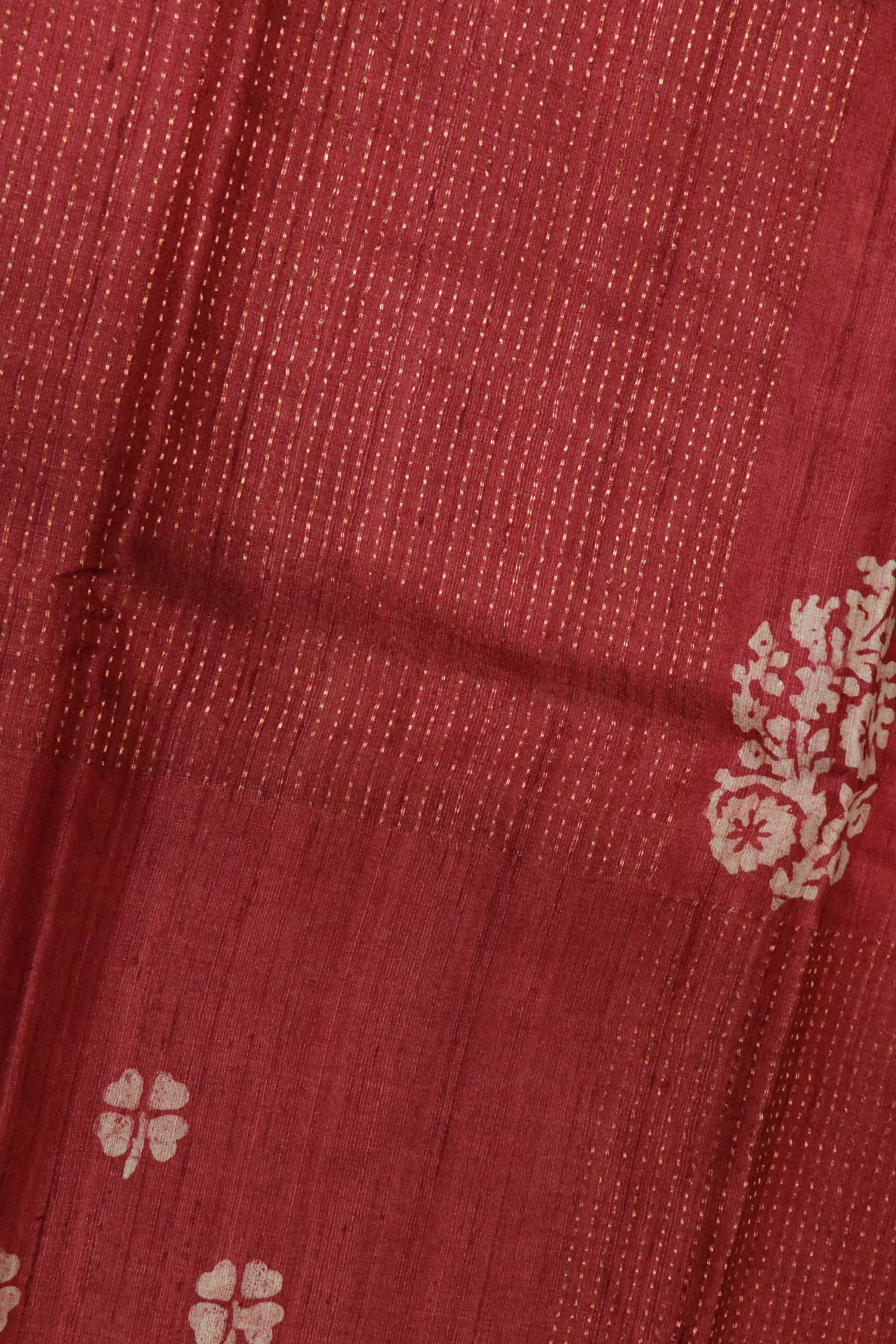 Rust Tussar Silk Saree