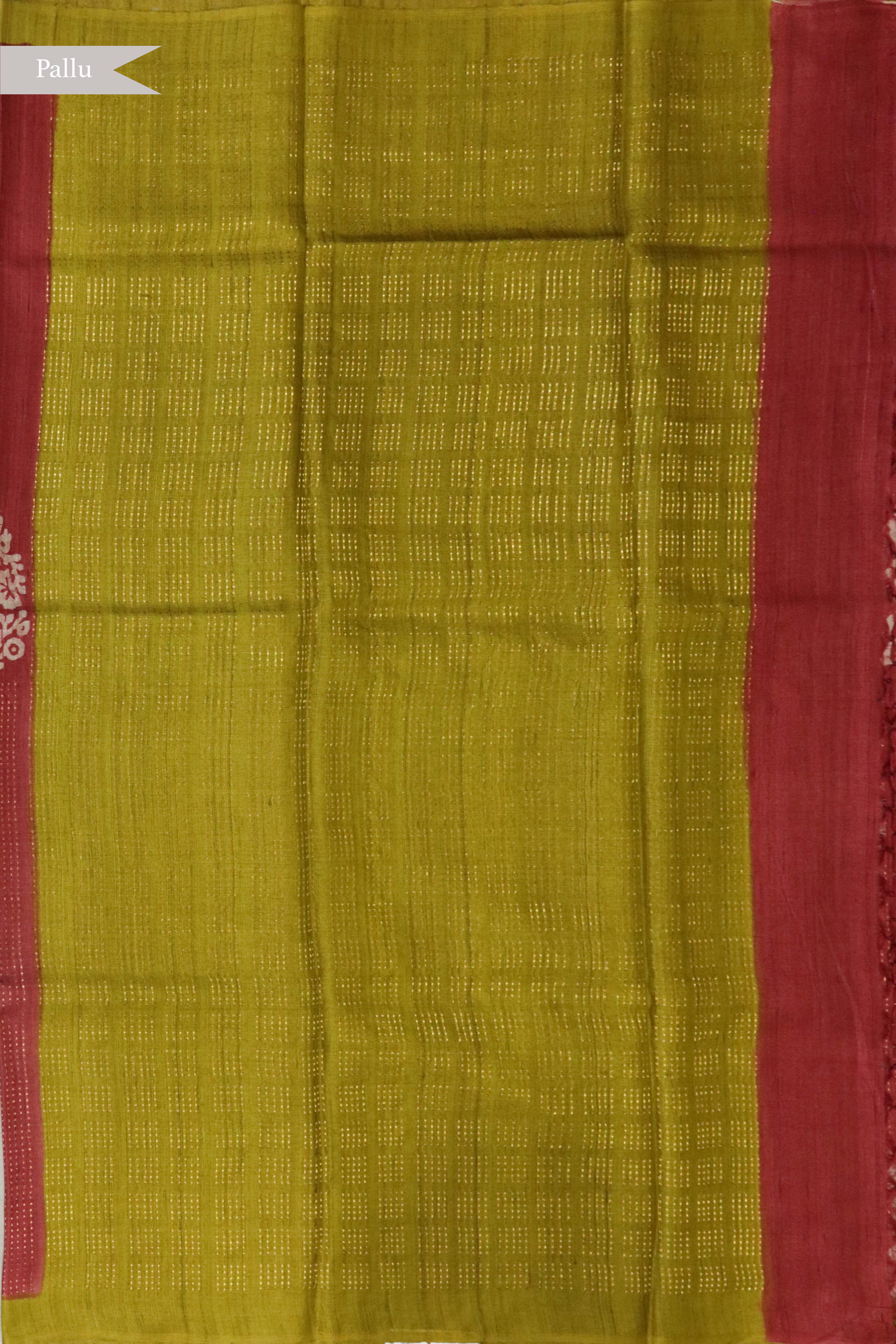 Rust Tussar Silk Saree