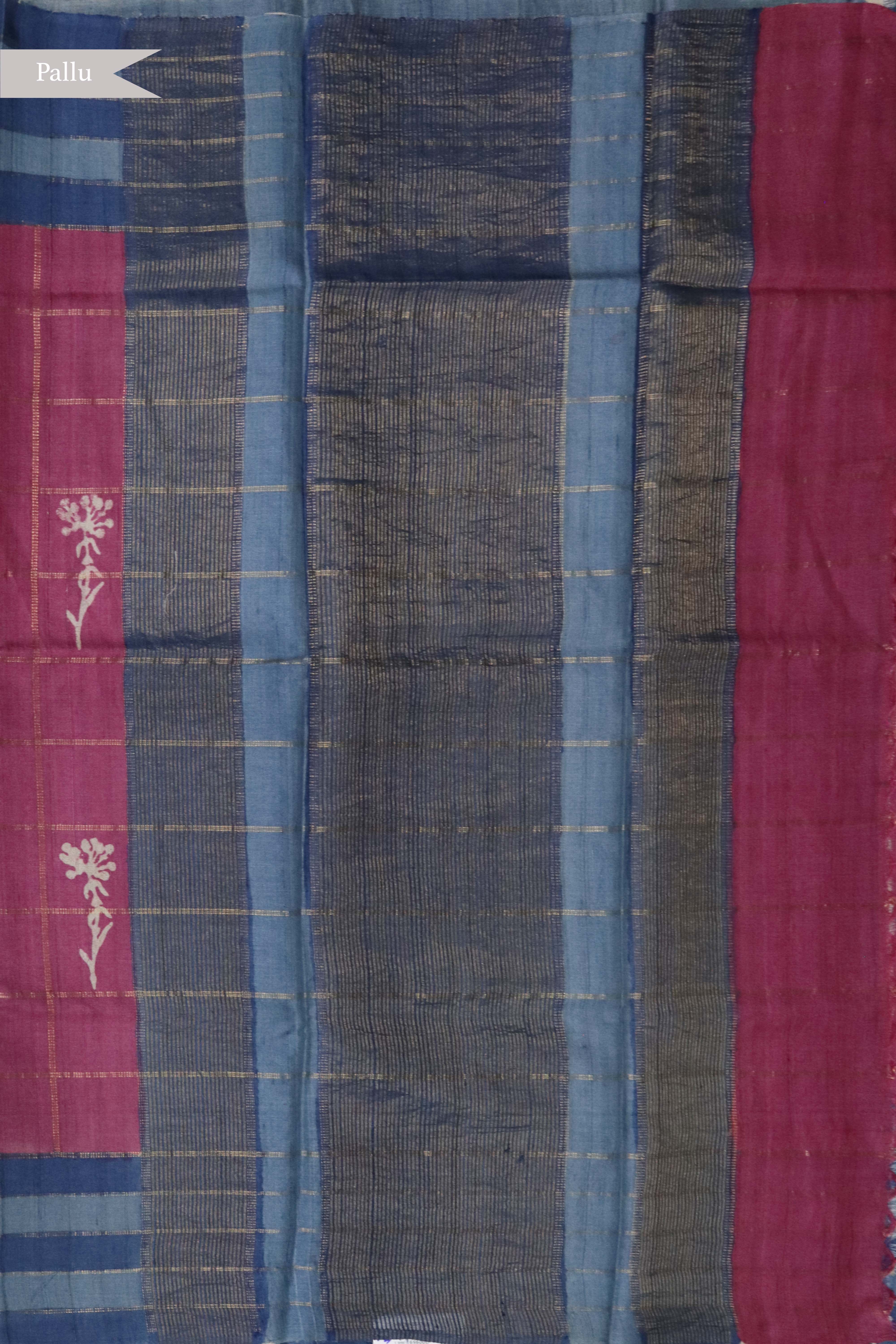 Pink Tussar Silk Saree