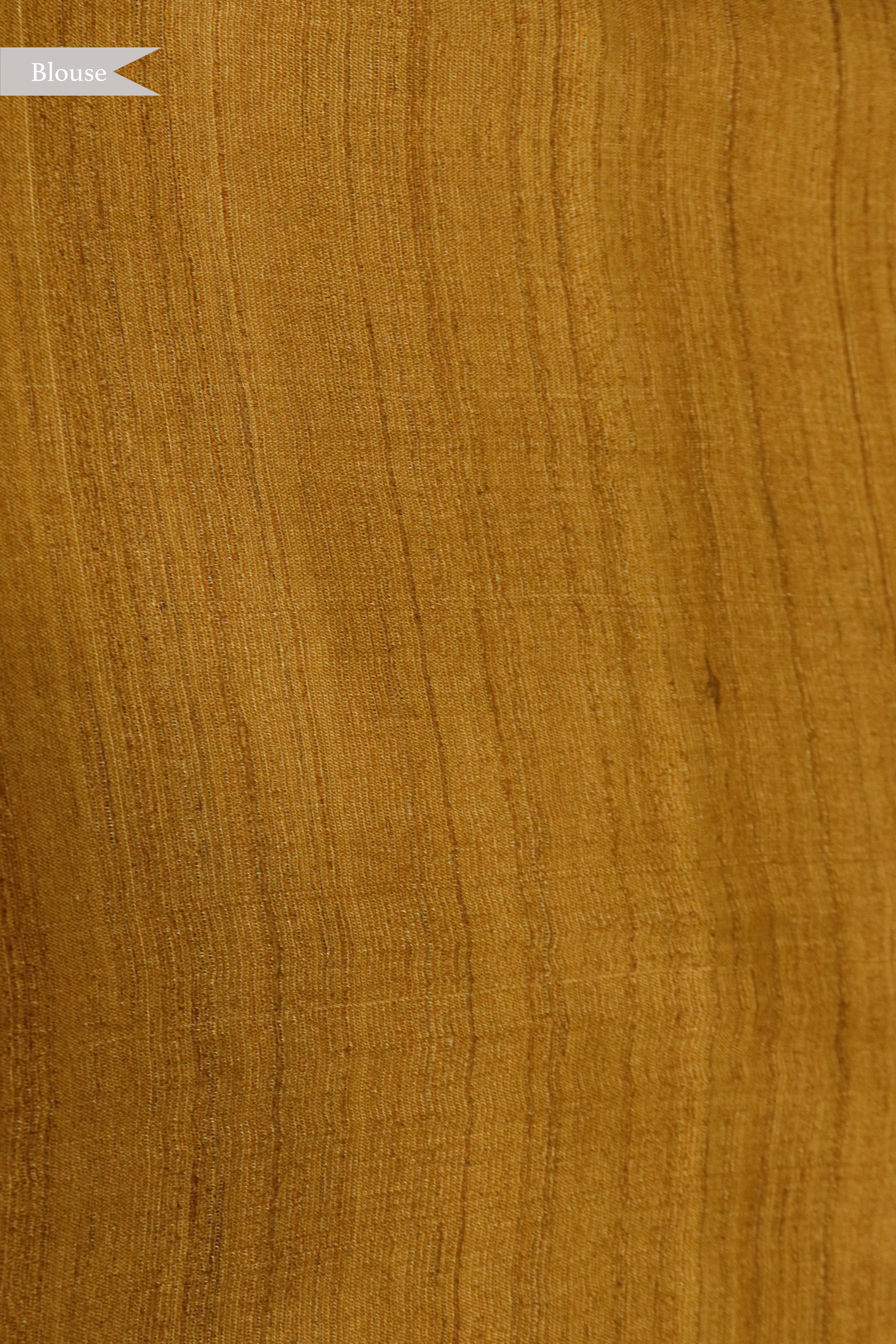 Rust Lotus Print Tussar Silk Saree