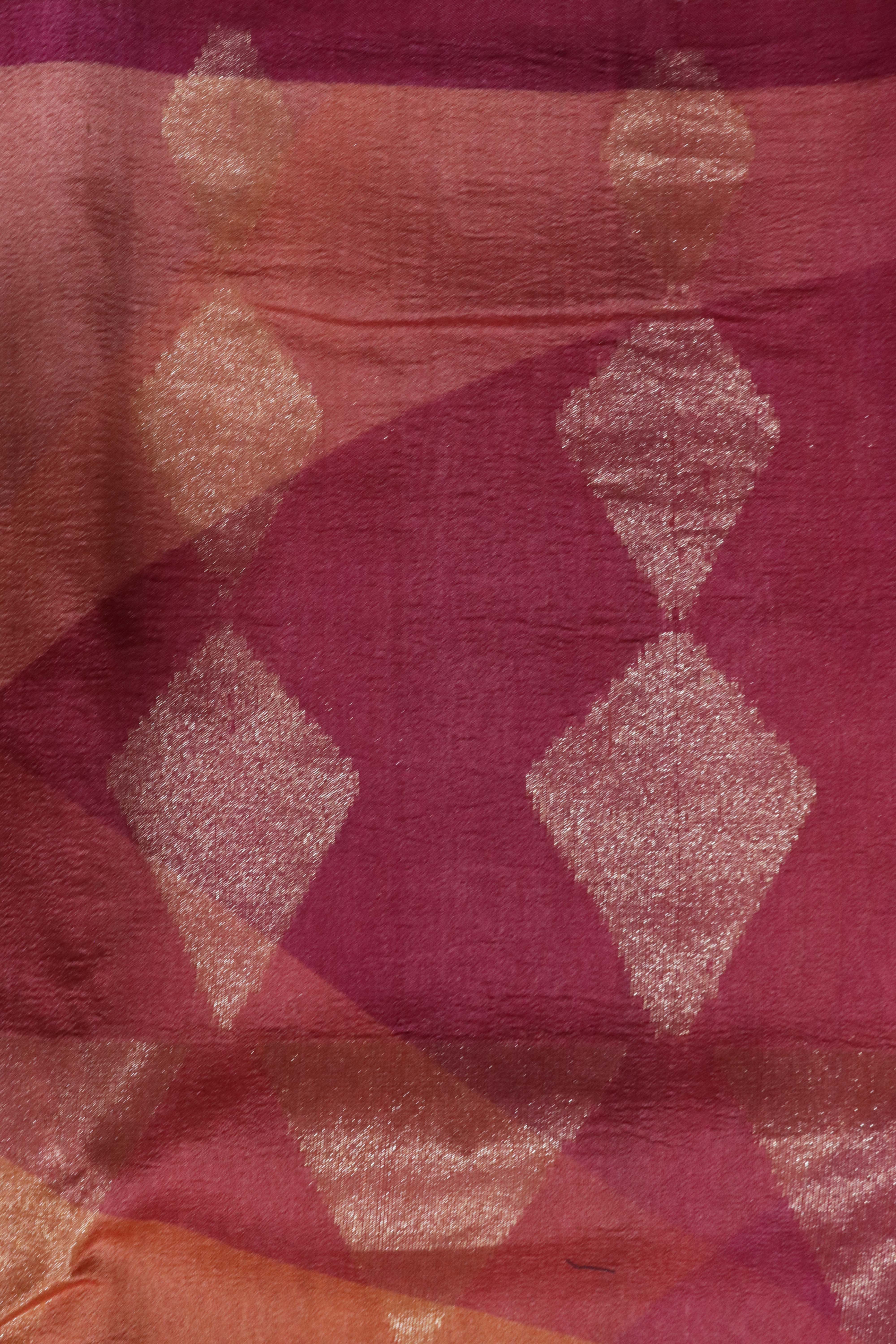 Onion Pink Tussar Georgette Saree