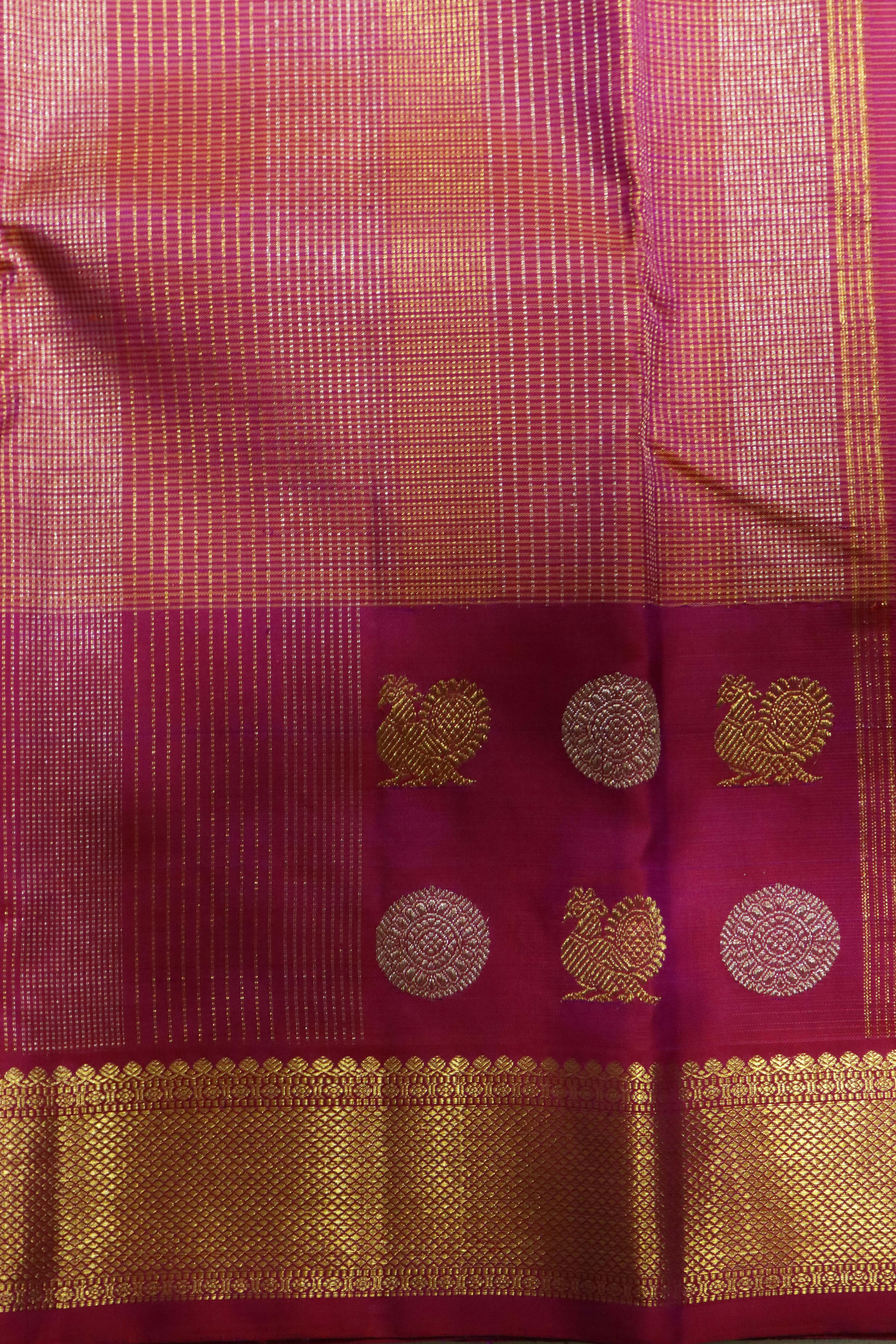 Coral Pink Kanchivaram Silk Saree