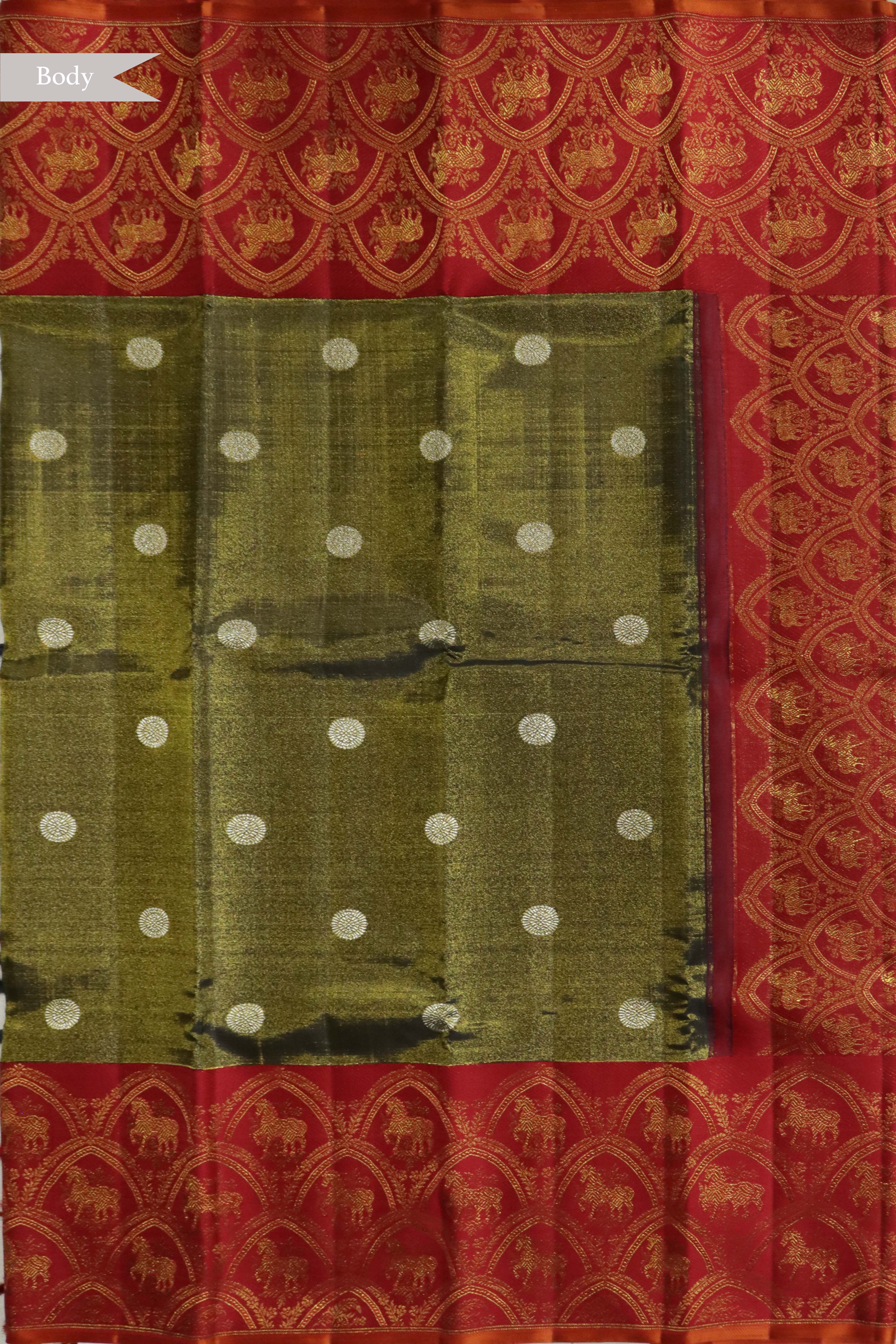 Black & Red Kanchivaram Silk Saree