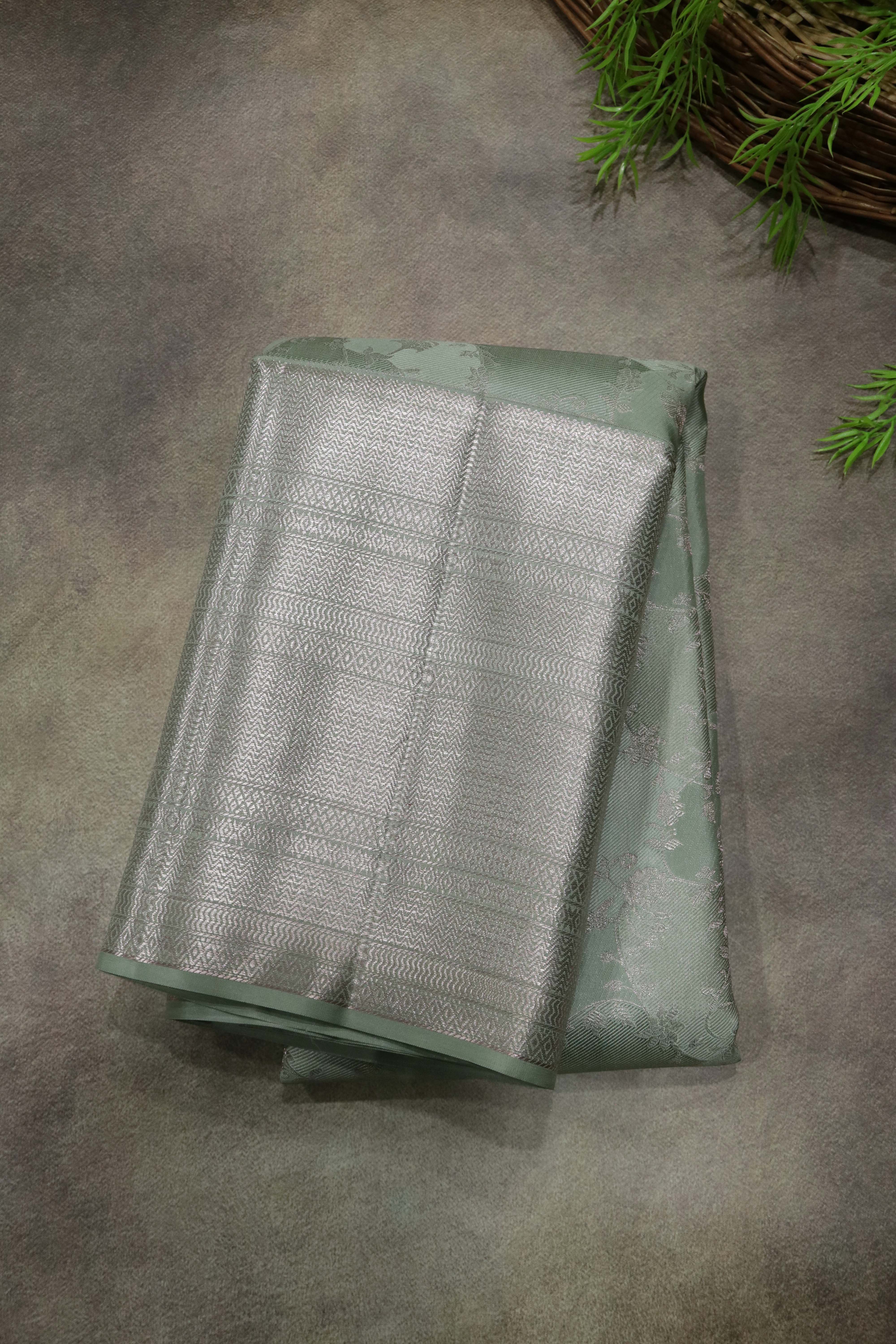 Sage Green Kanchivaram Silk Saree