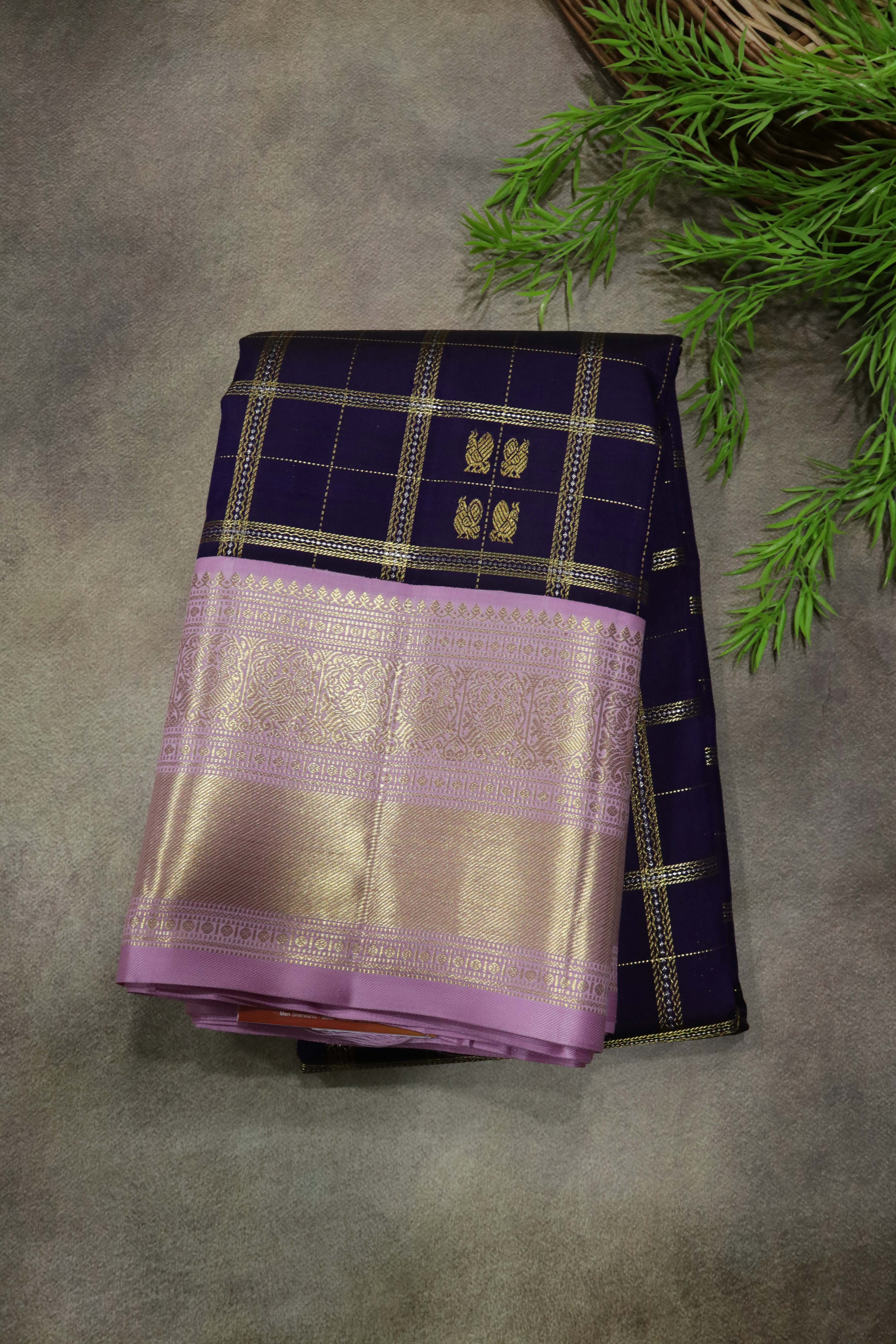 Dark Purple Kanchivaram Silk Saree
