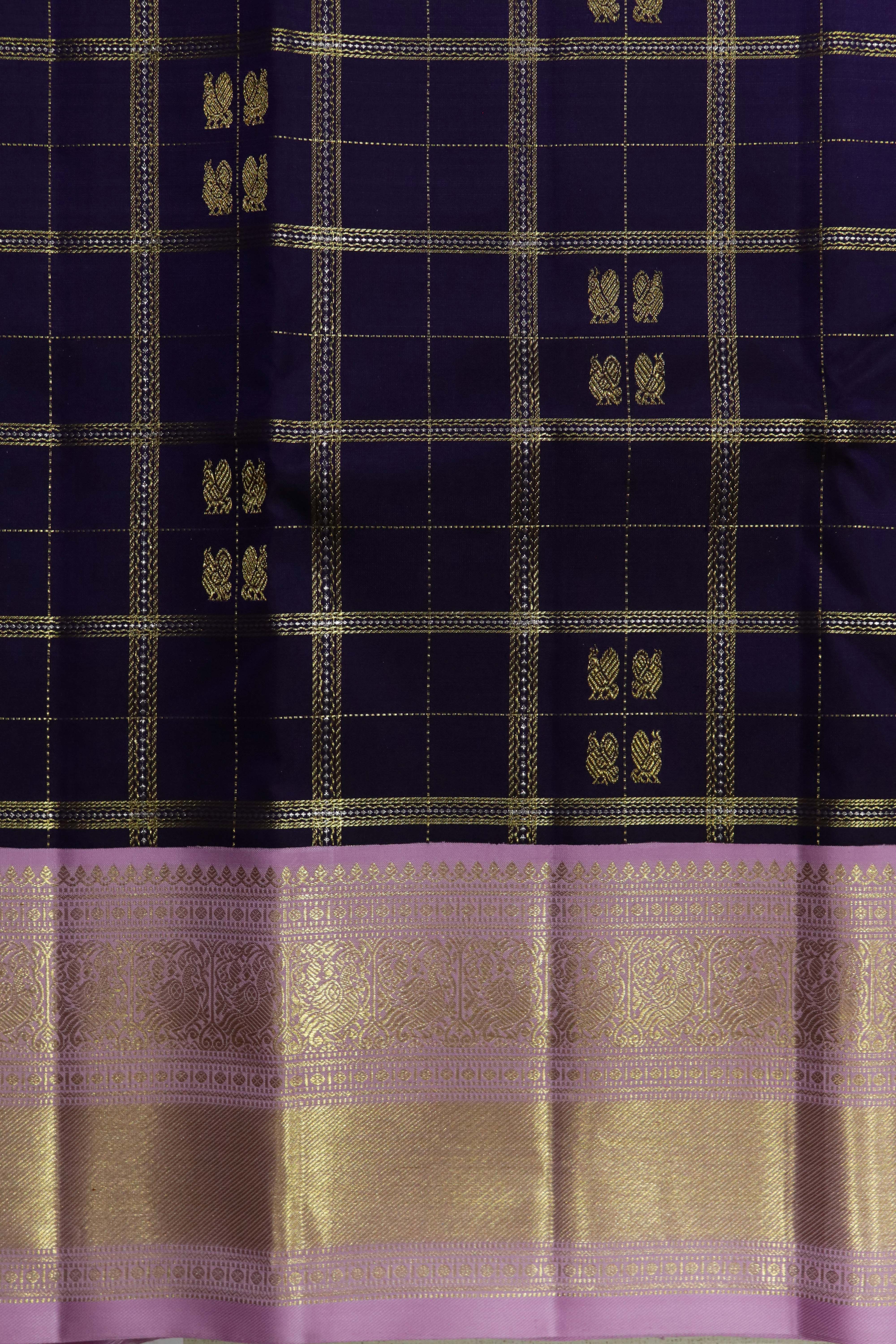 Dark Purple Kanchivaram Silk Saree