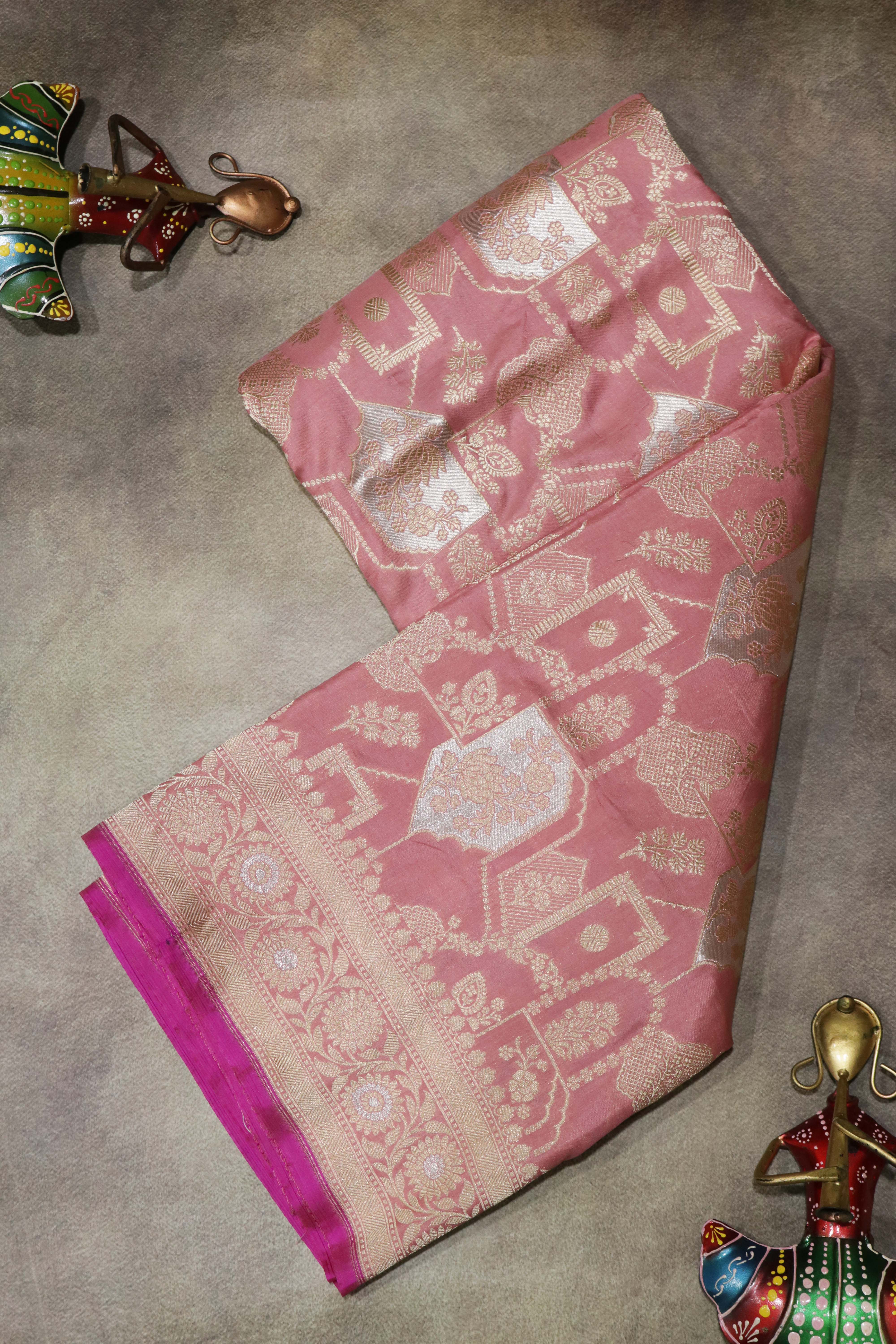 Peach Banarasi Silk Saree