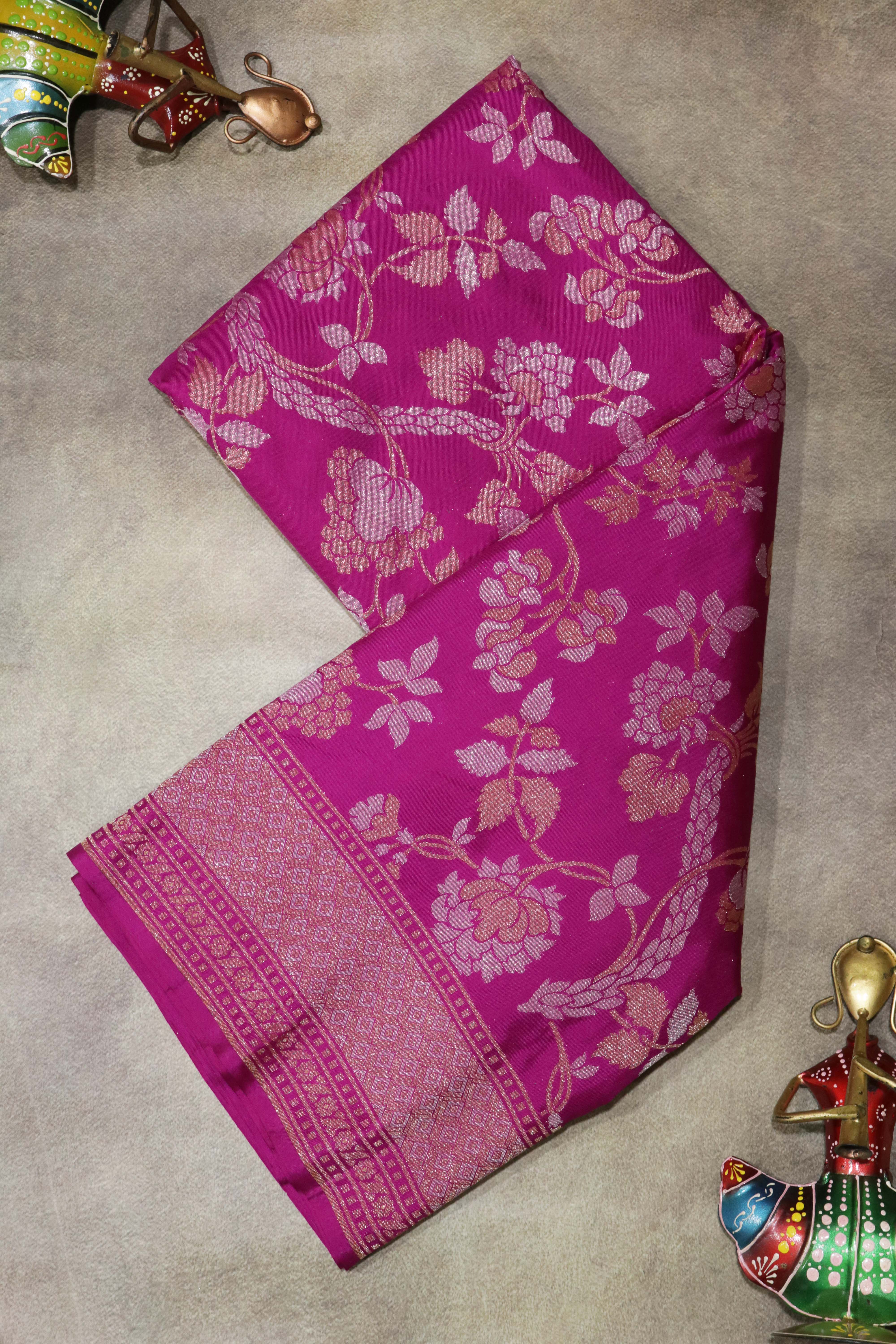 Rani Pink Banarasi Silk Saree