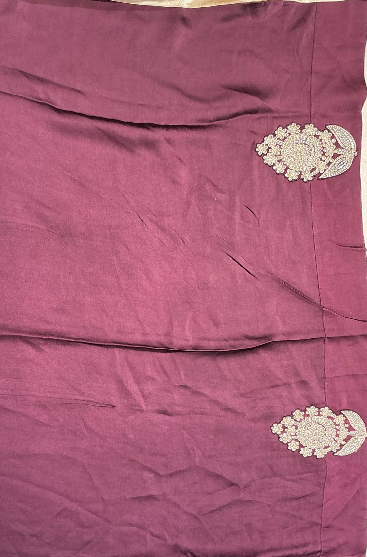 Ivory Crepe Silk Saree