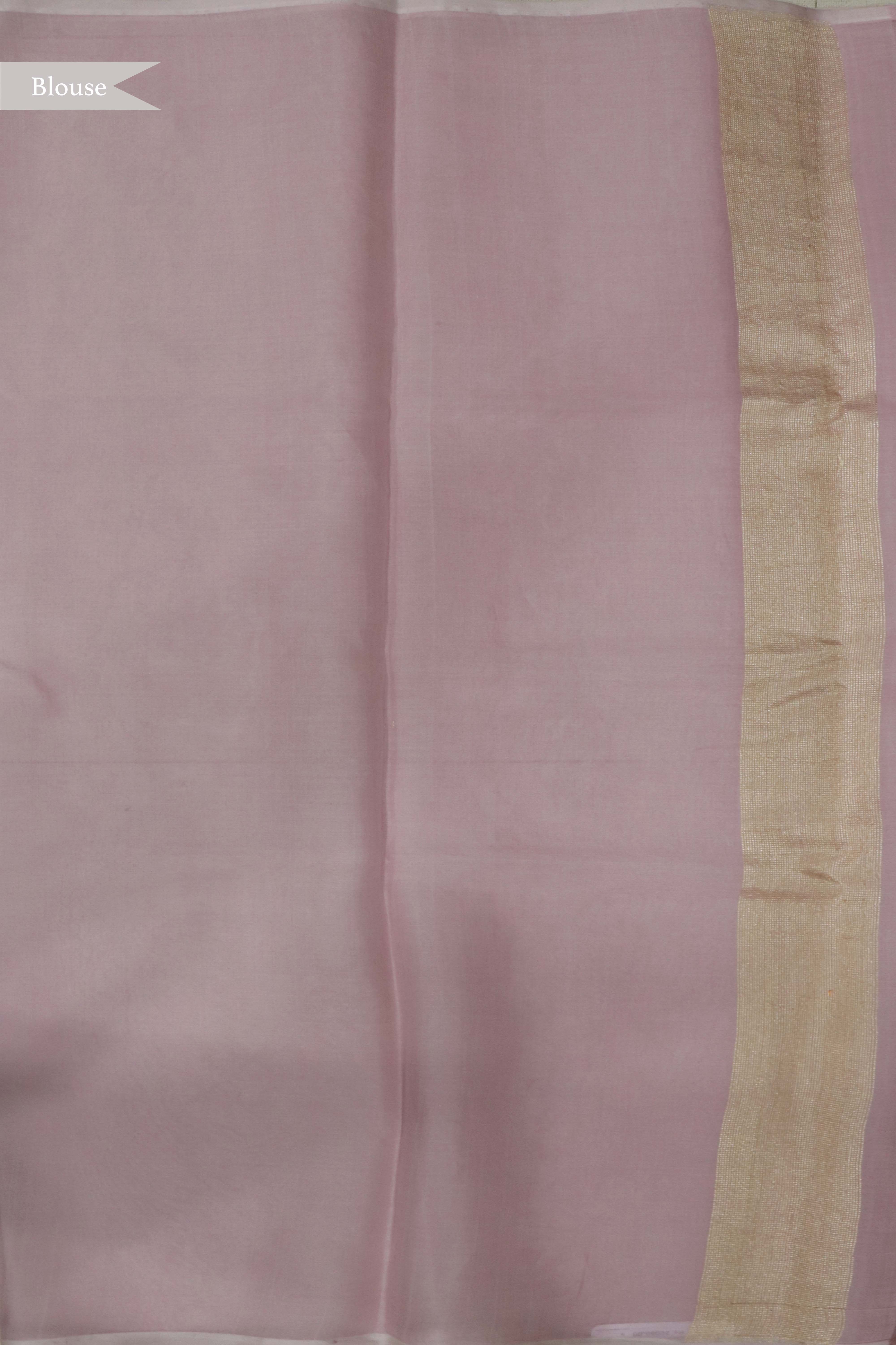 Light Pink Banarasi Kora Silk Saree