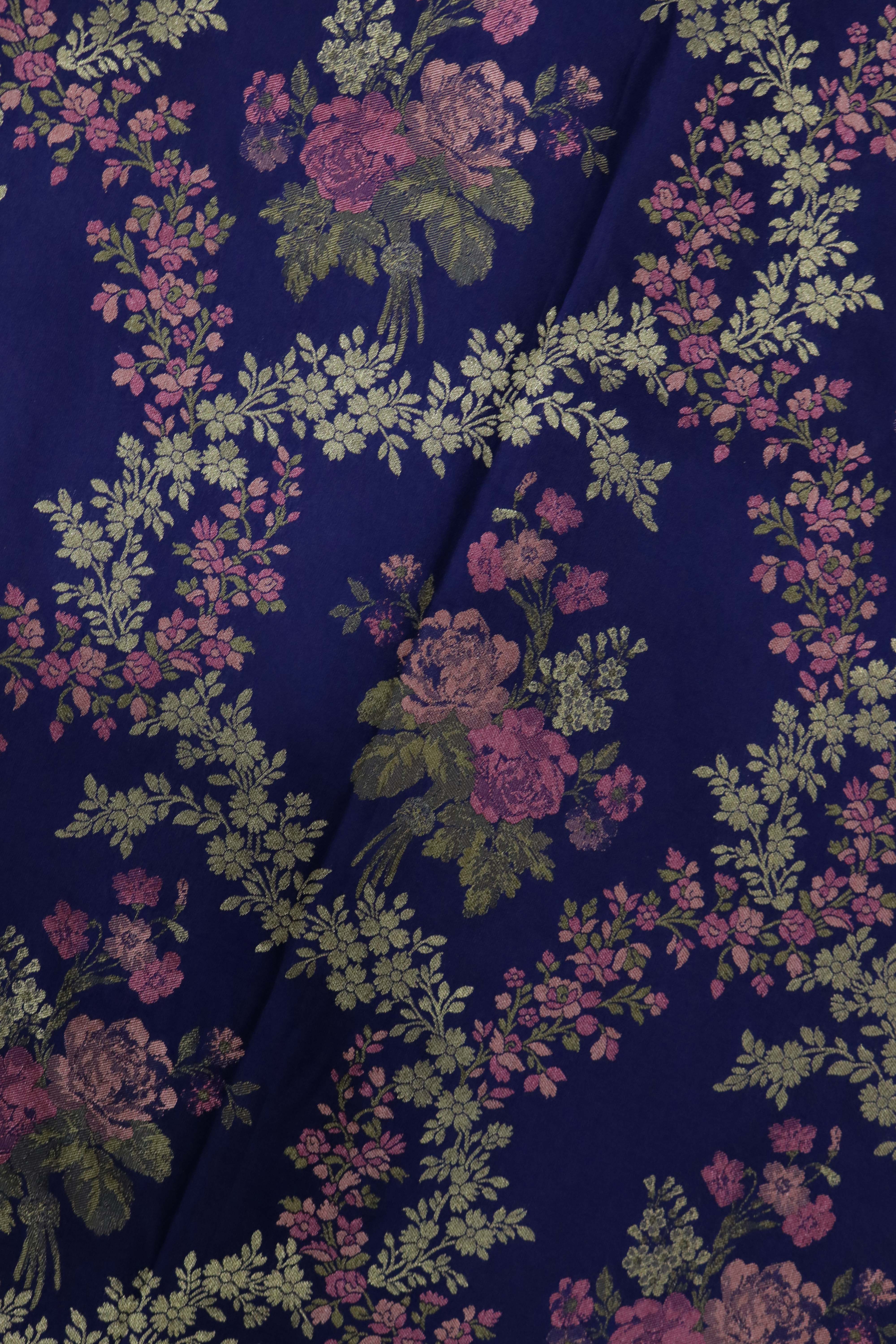 Ink Blue Banarasi Silk Saree