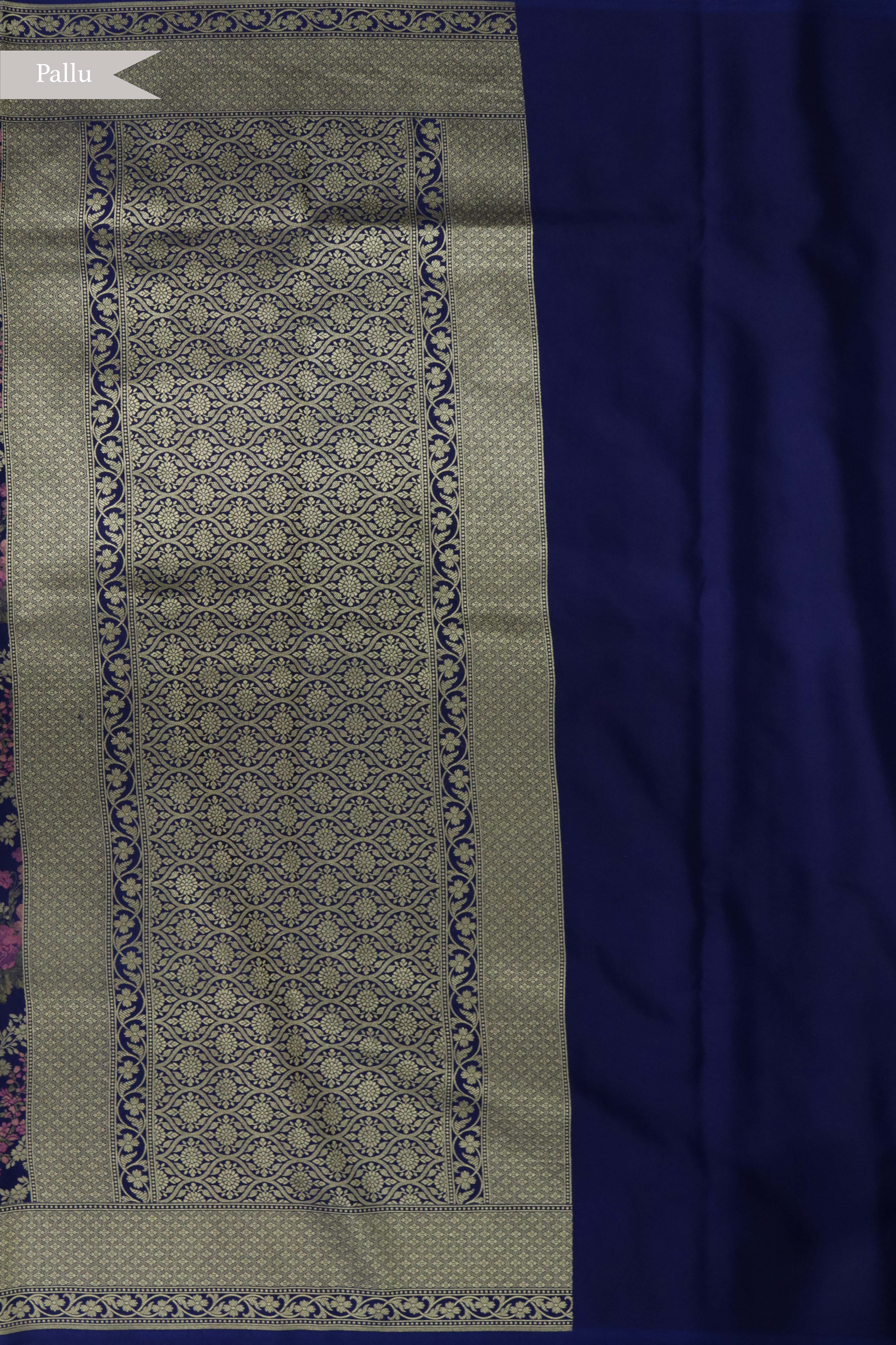 Ink Blue Banarasi Silk Saree
