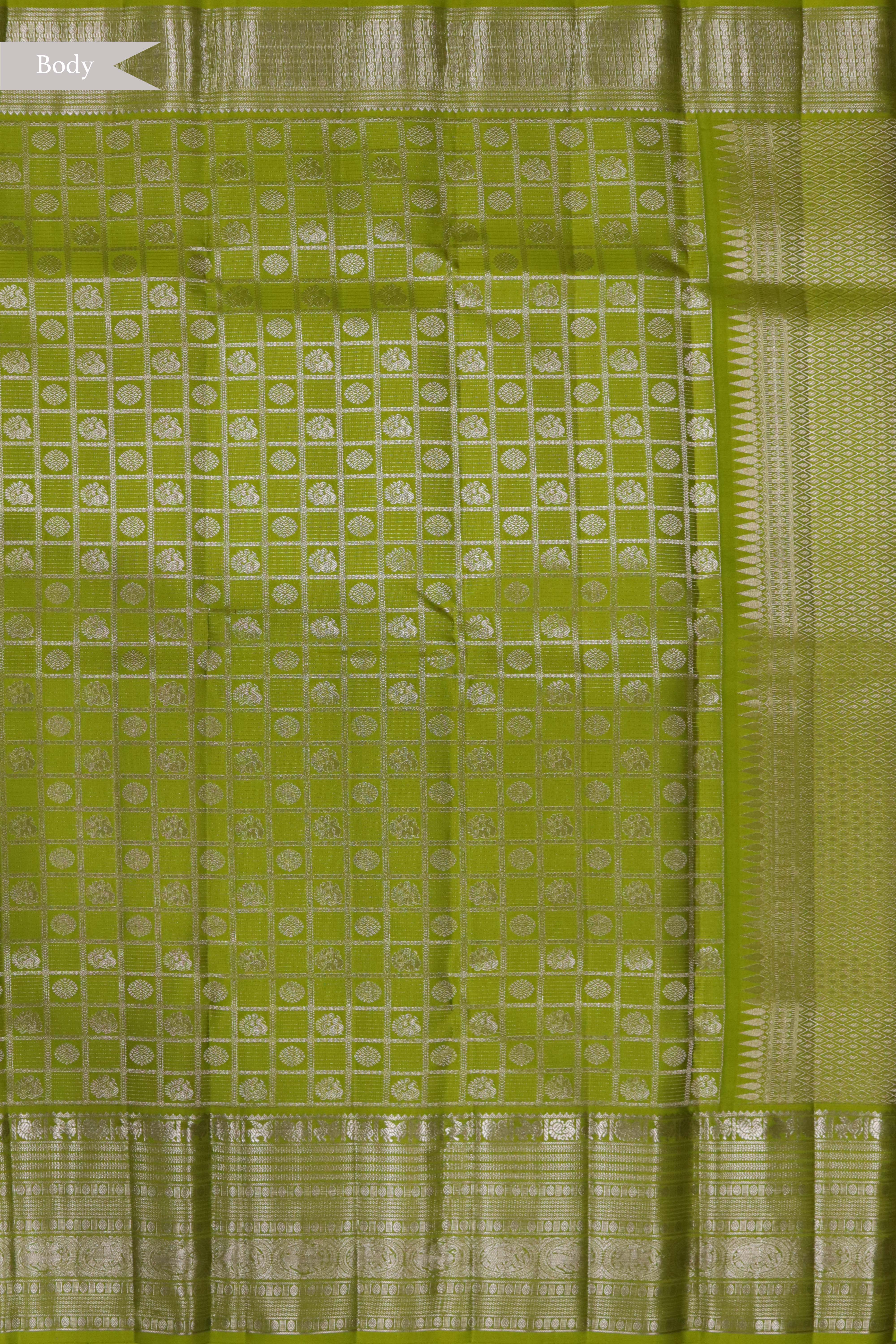 Lime Green Kanchivaram Silk Saree