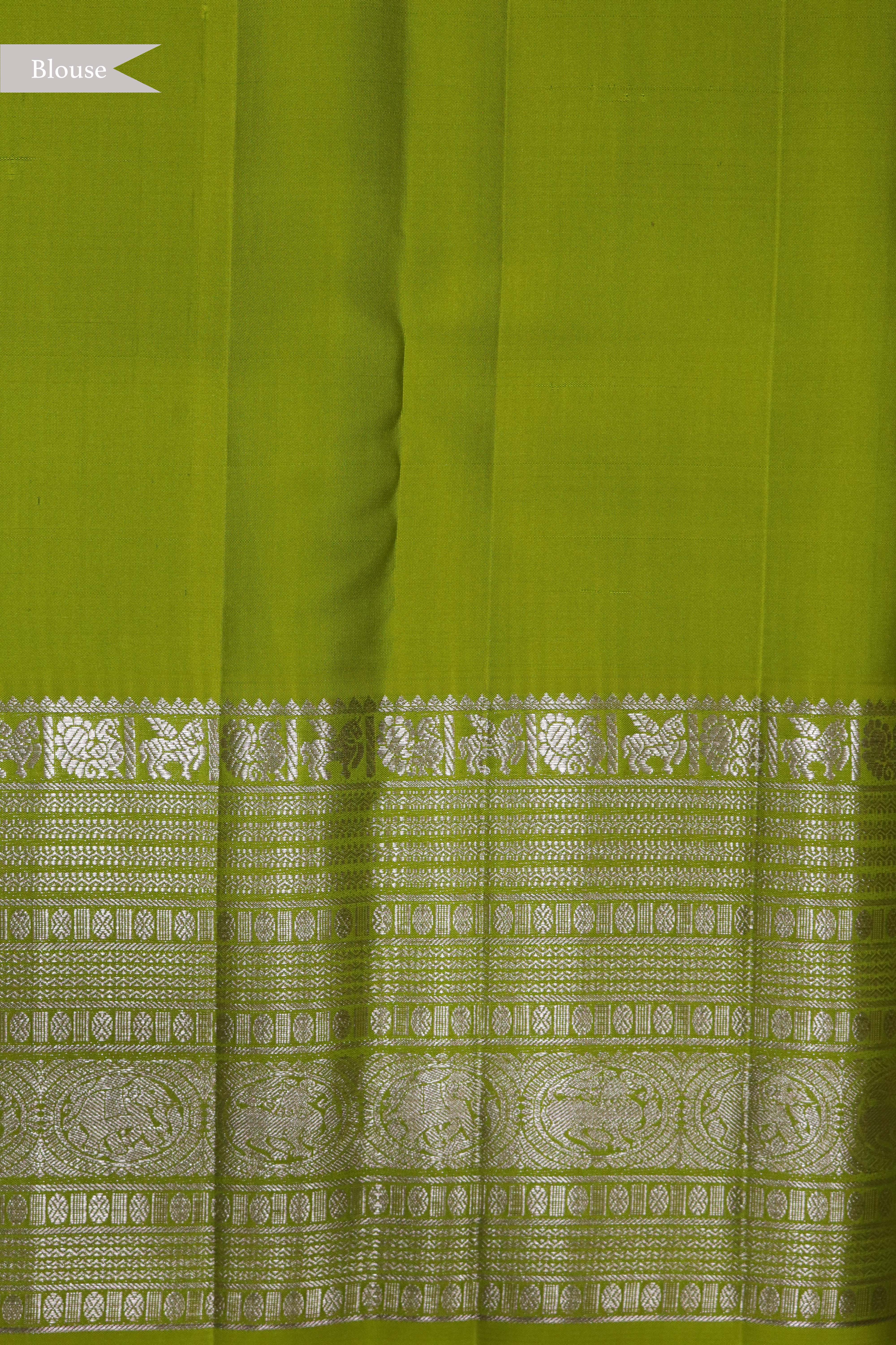 Lime Green Kanchivaram Silk Saree