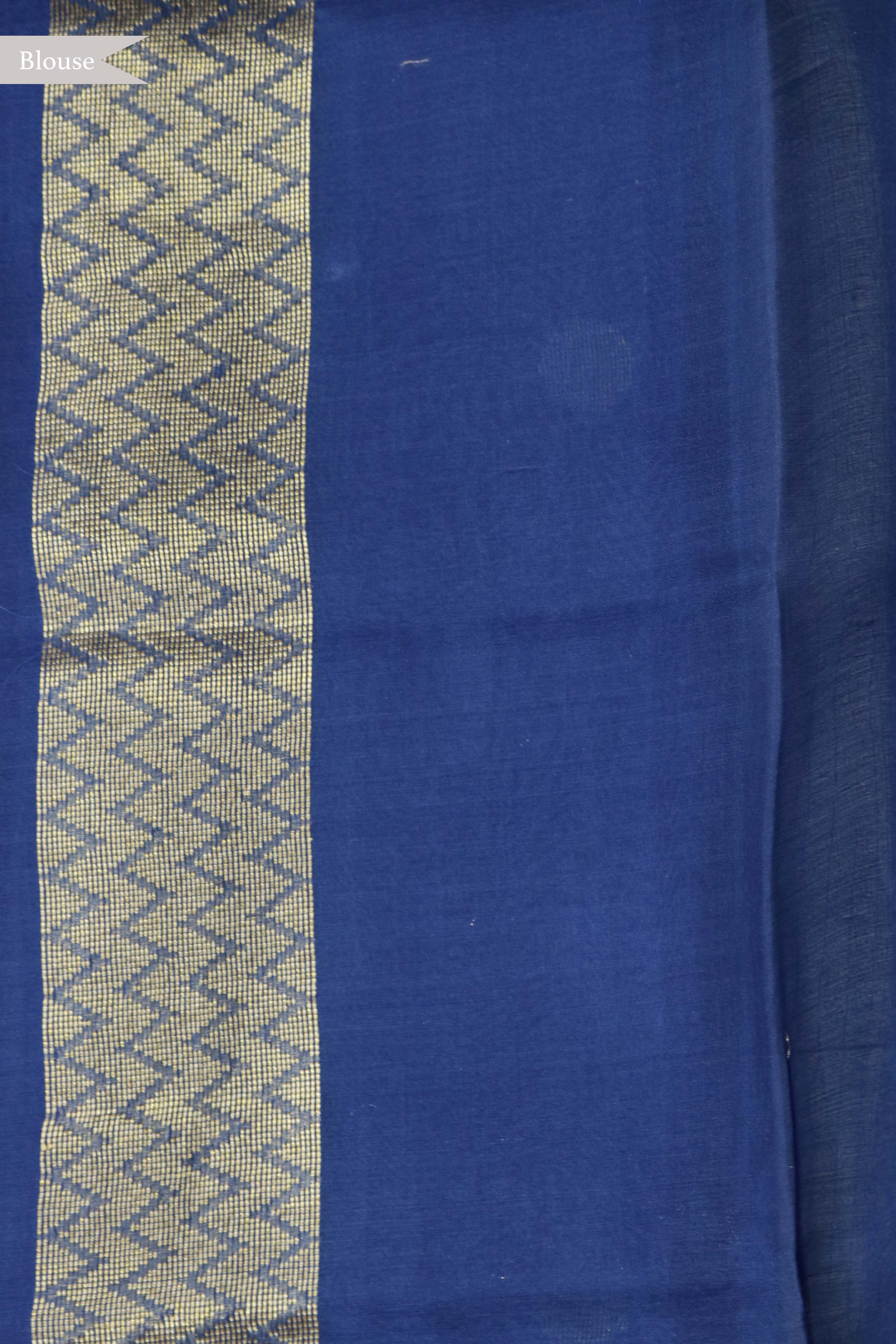 Royal Blue Banarasi Kora Silk Jamdani Saree