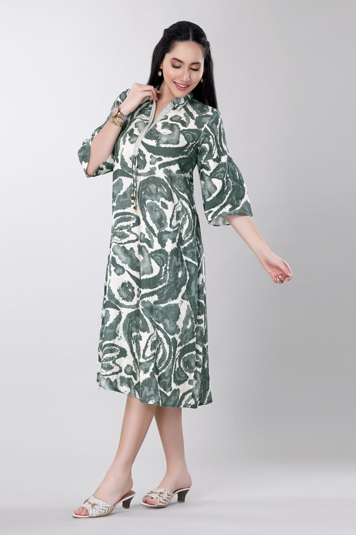 Black Pleated Dress with Bold Floral Print (Copy)  Mokshaa