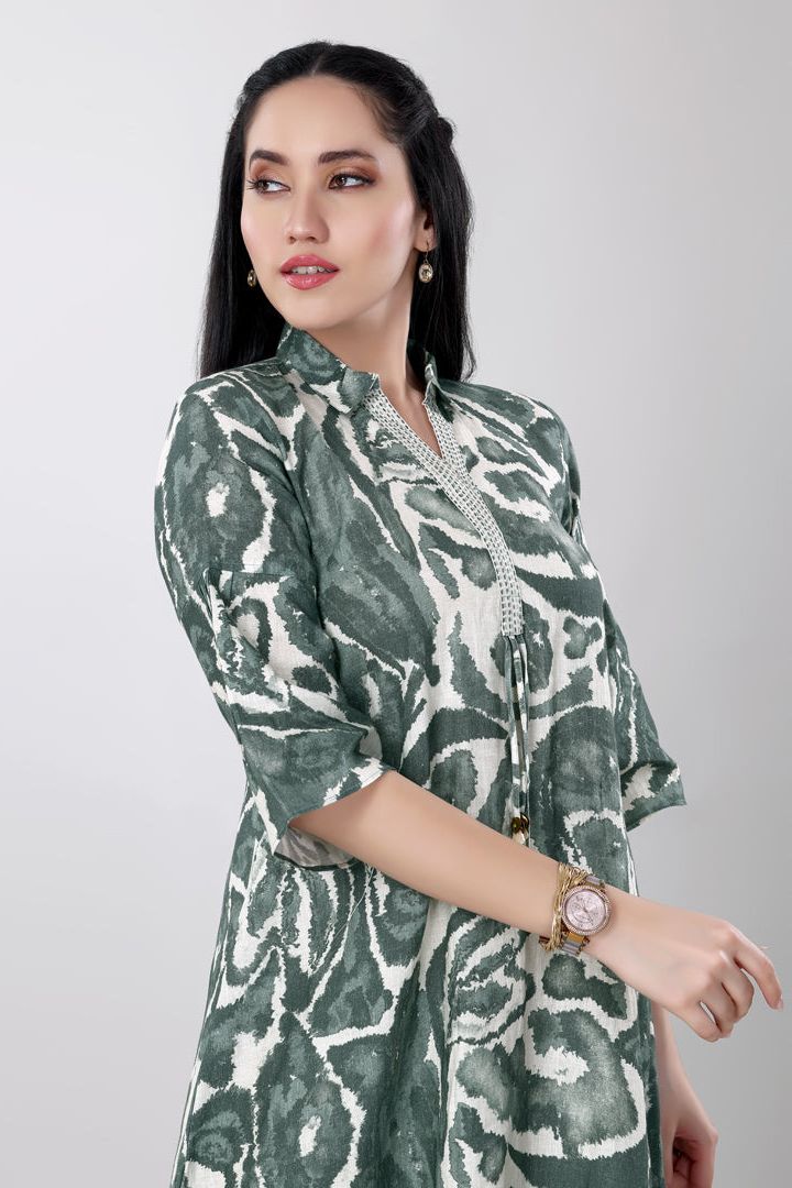Black Pleated Dress with Bold Floral Print (Copy)  Mokshaa
