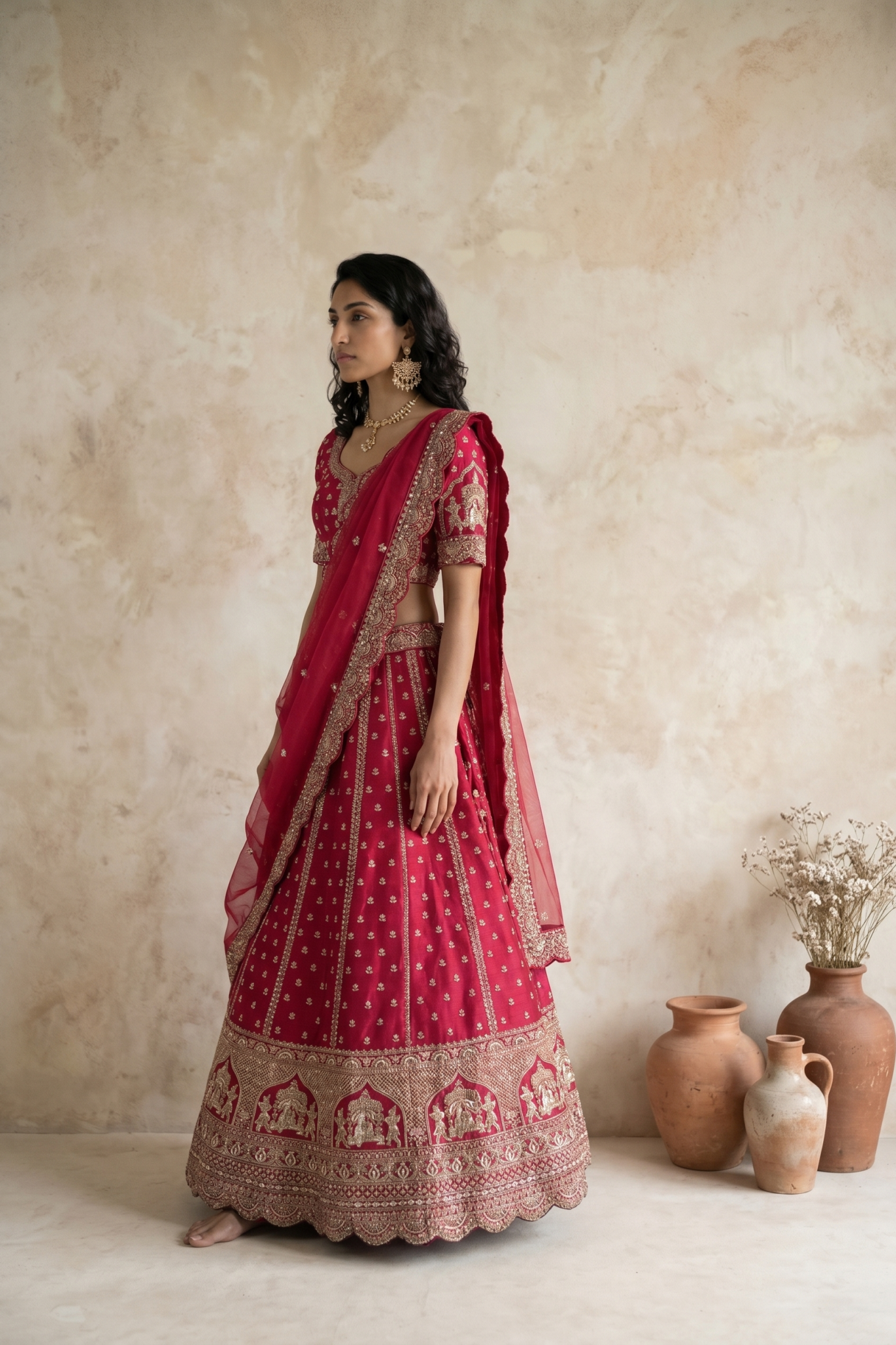 Rani Pink Raw Silk Lehenga