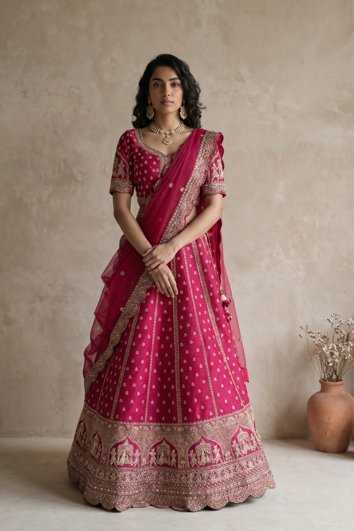 Rani Pink Raw Silk Lehenga