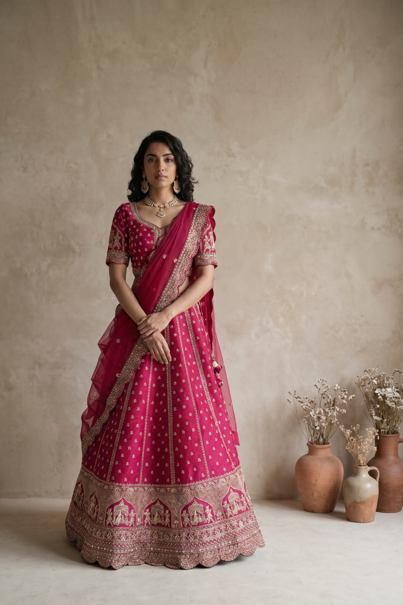 Rani Pink Raw Silk Lehenga