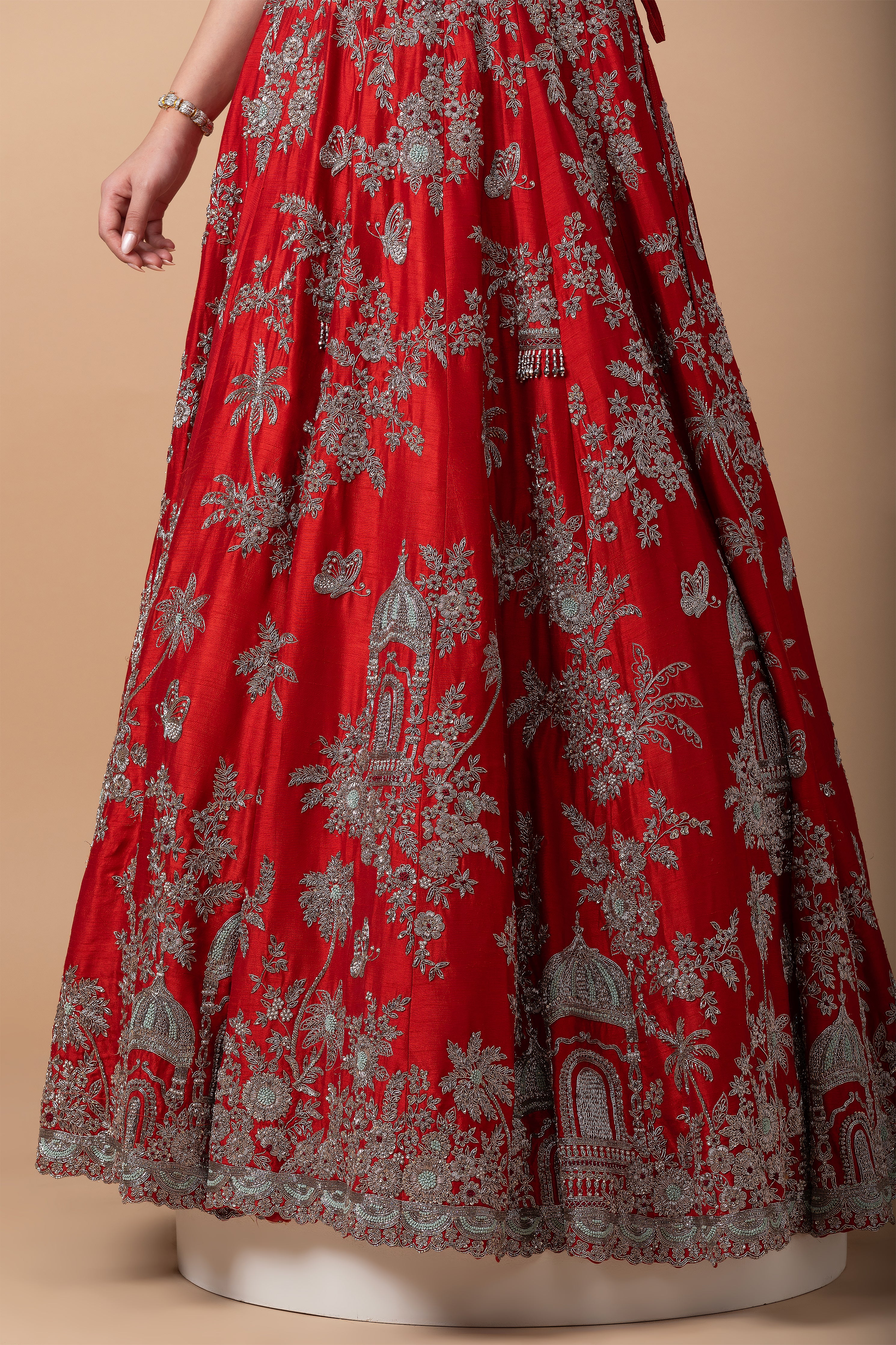 Rust Zardosi Embroidered Lehenga Set