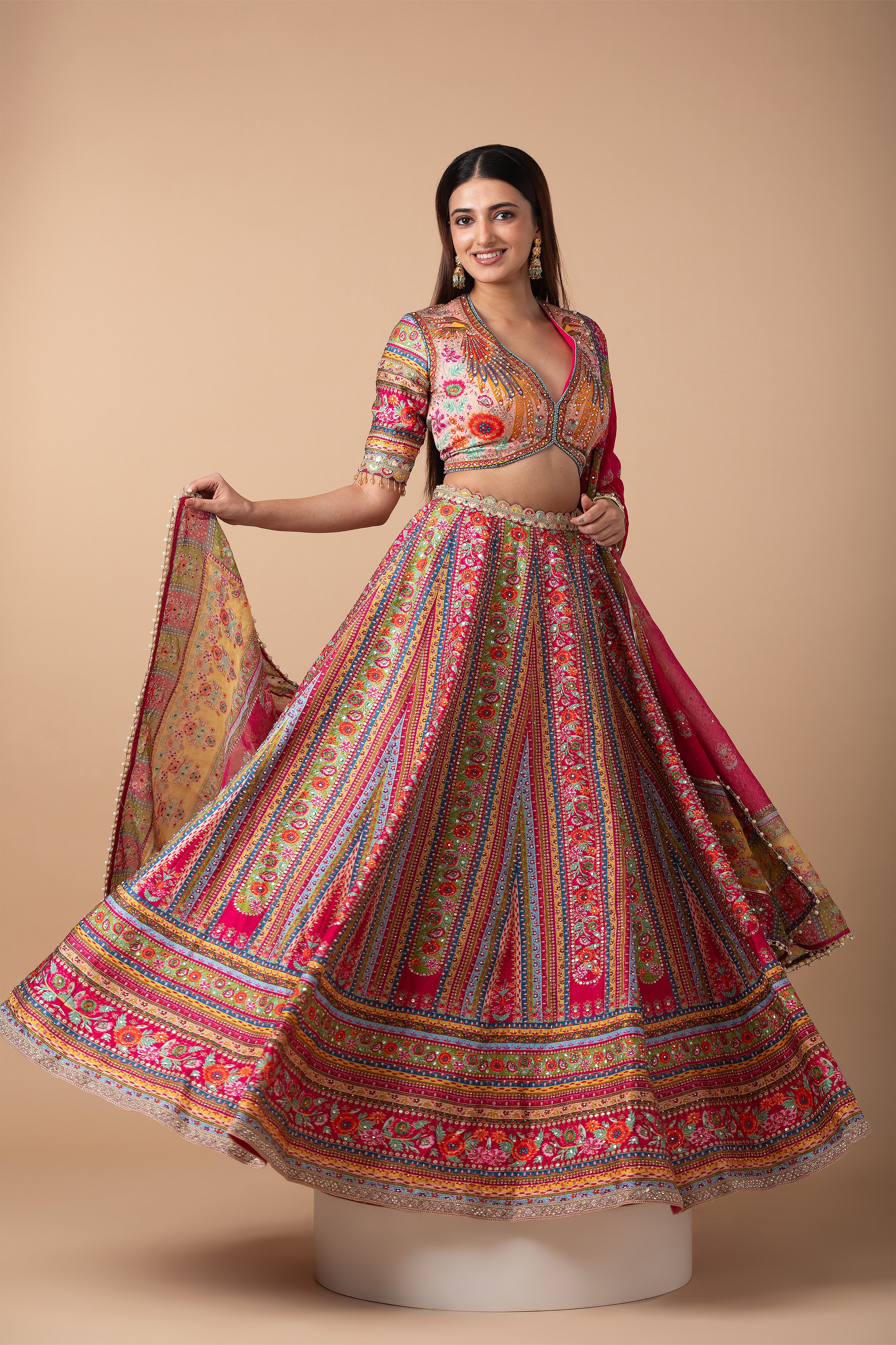 Multicolor printed Lehenga Set