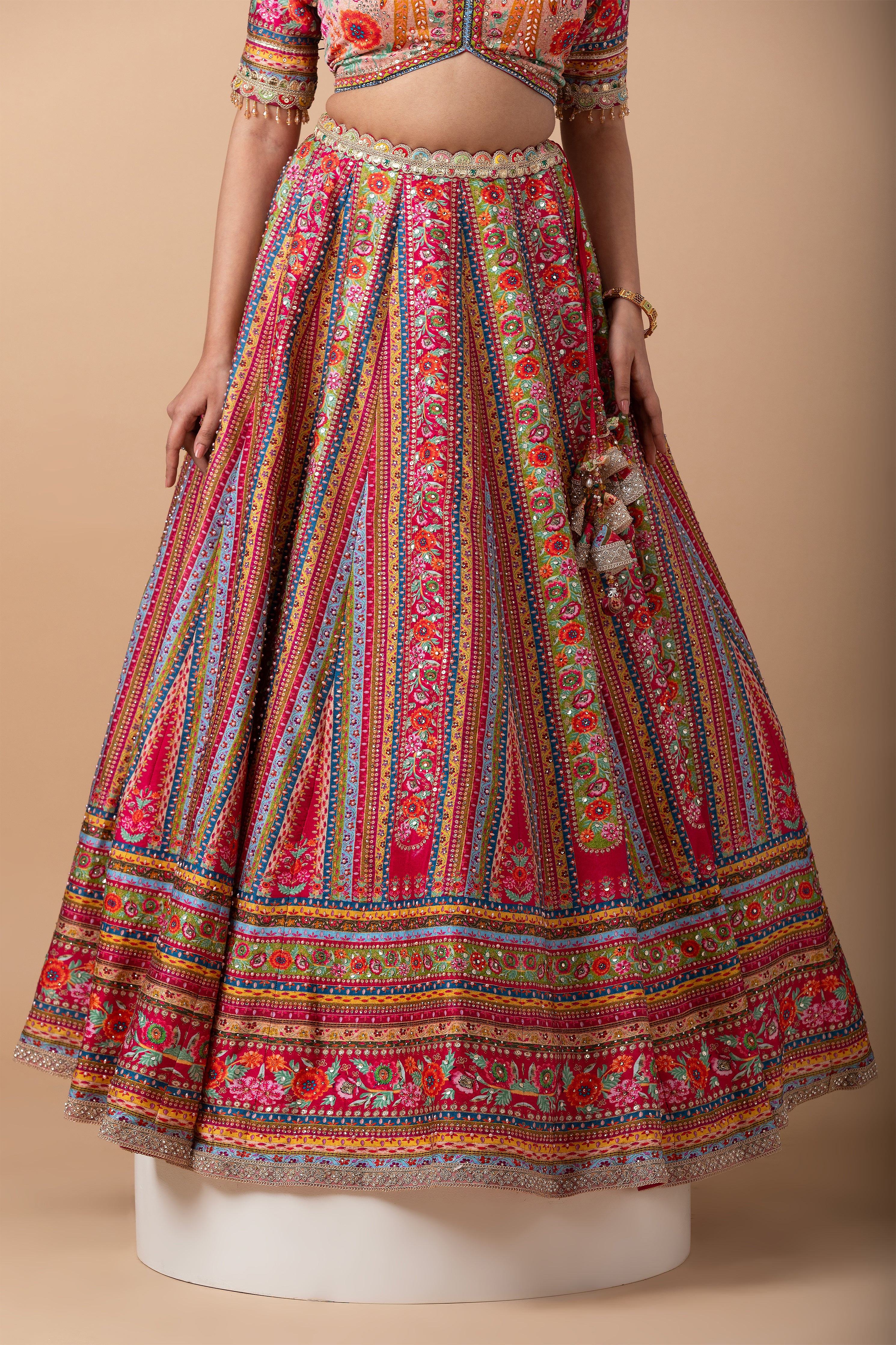 Multicolor printed Lehenga Set