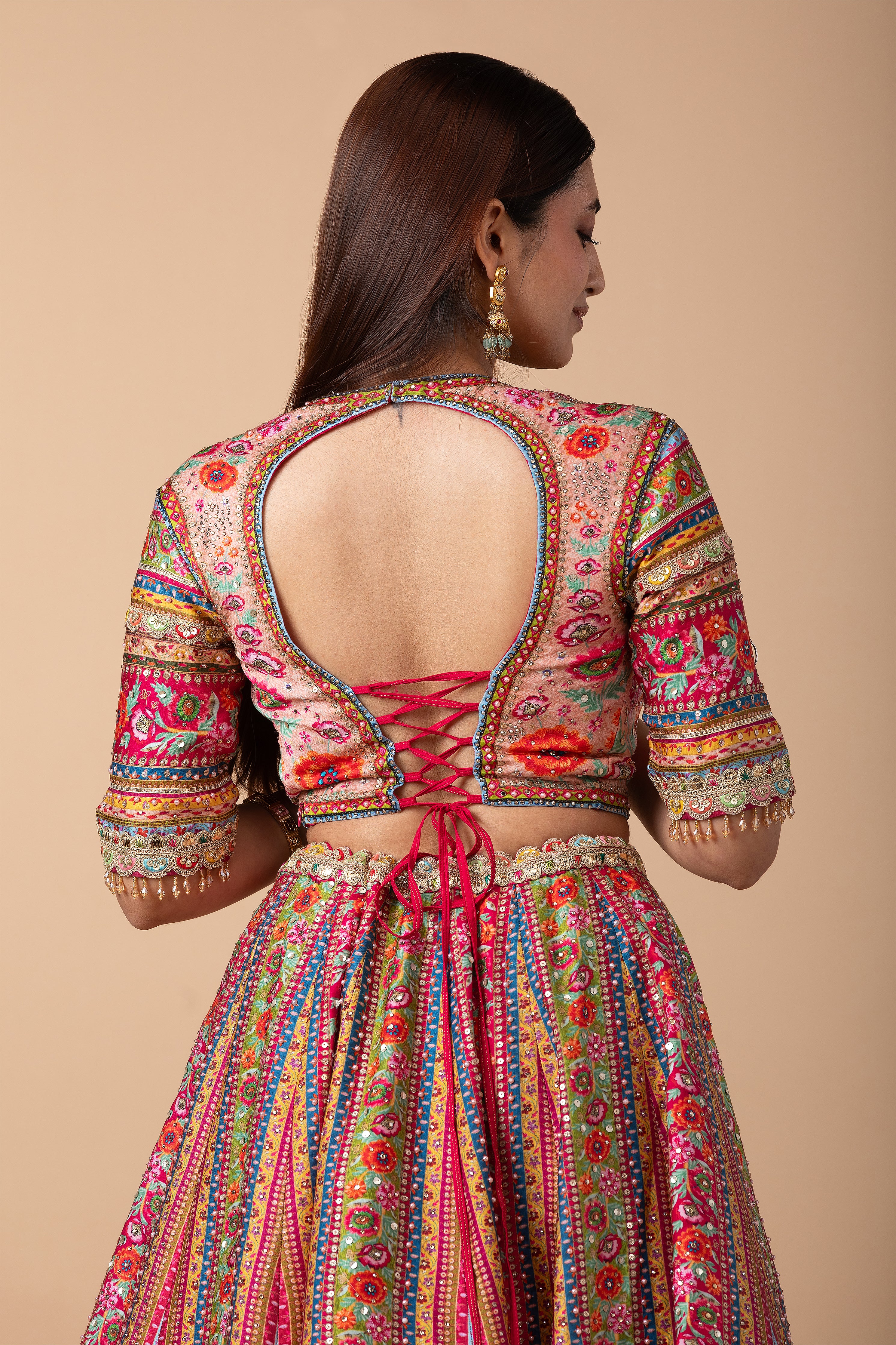 Multicolor printed Lehenga Set