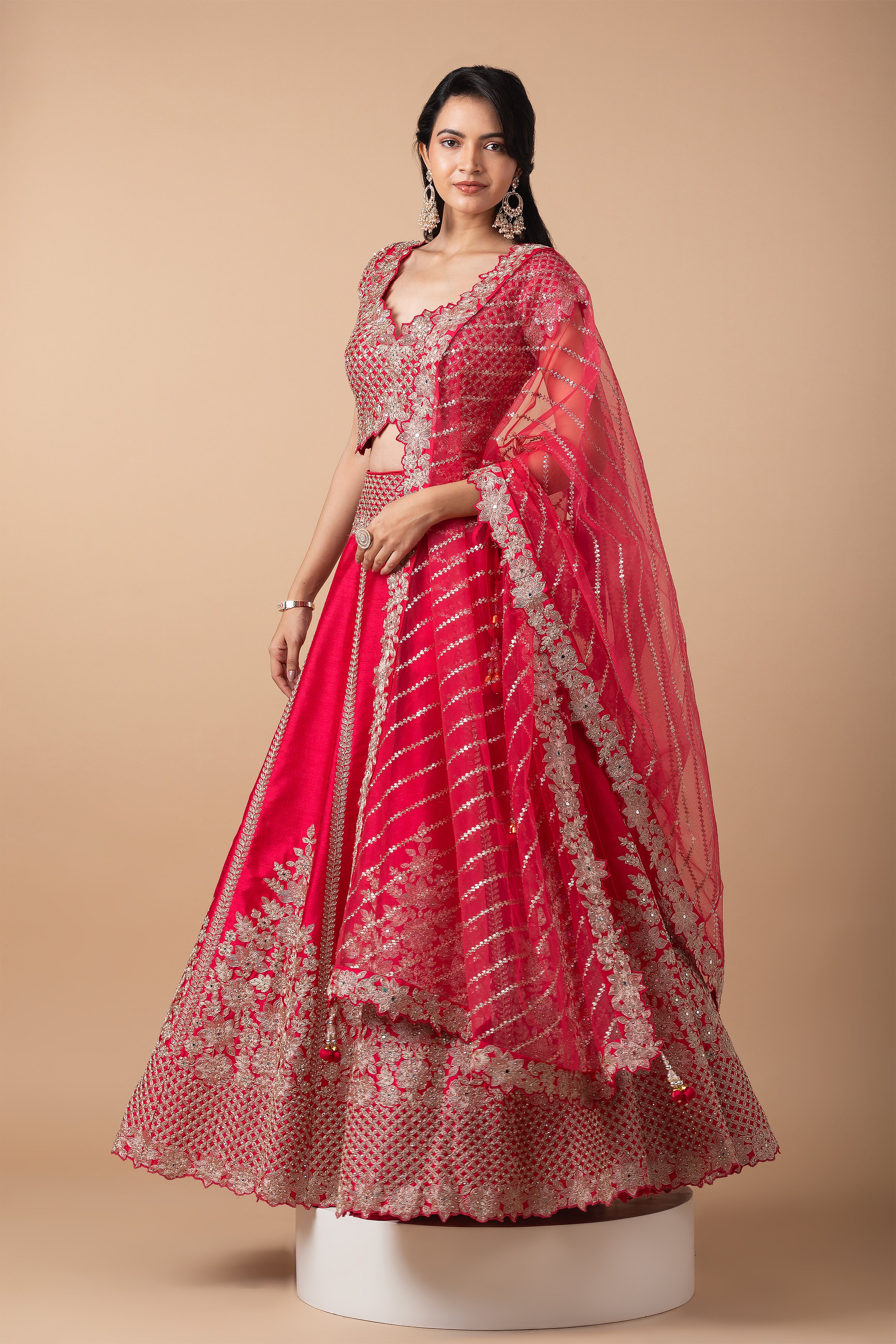 Rose Pink Embroidered Lehenga Set