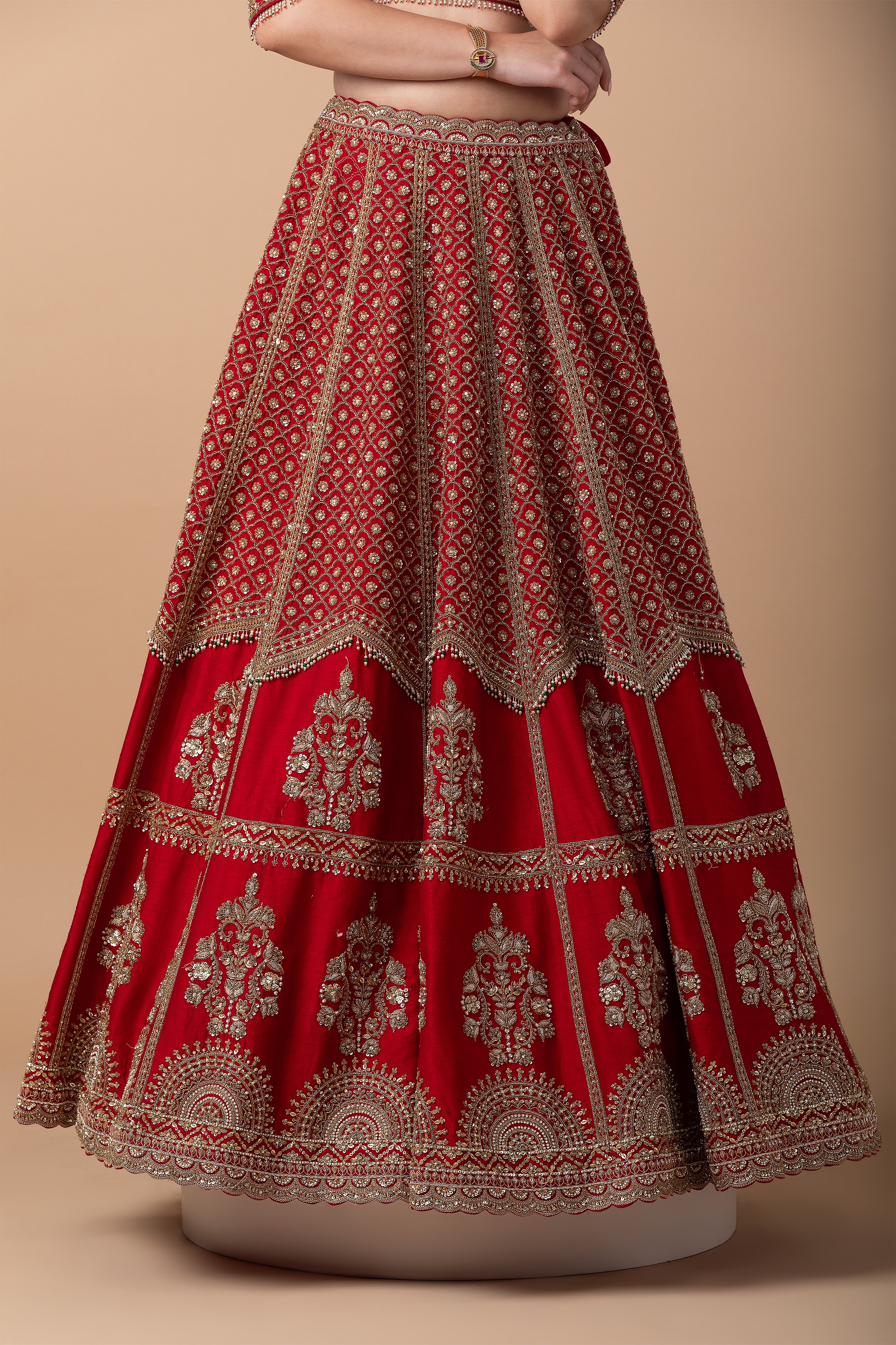 Scarlet Red Embroidered Lehenga Set