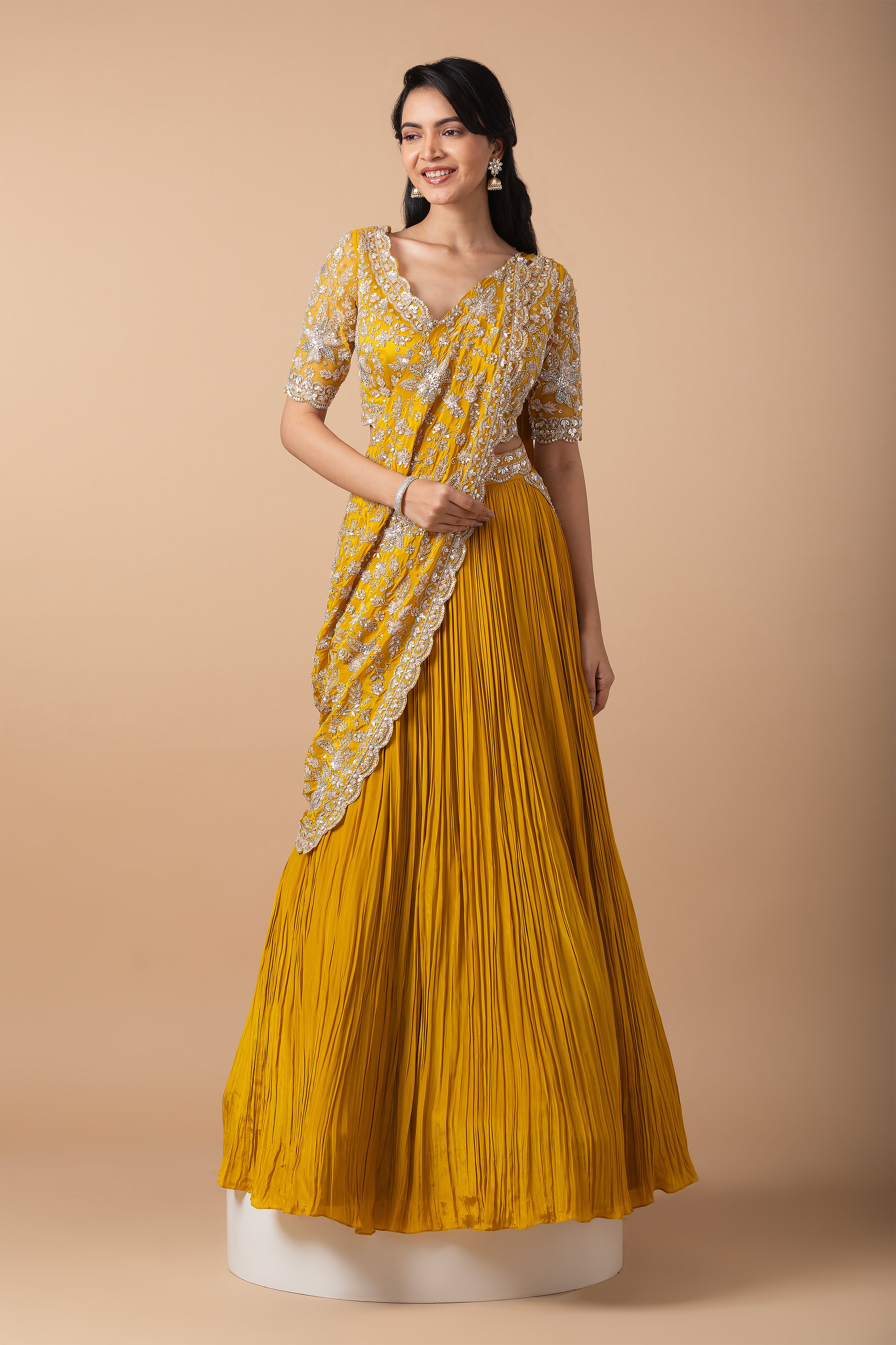 Mustard Yellow Embroidered Lehenga Set