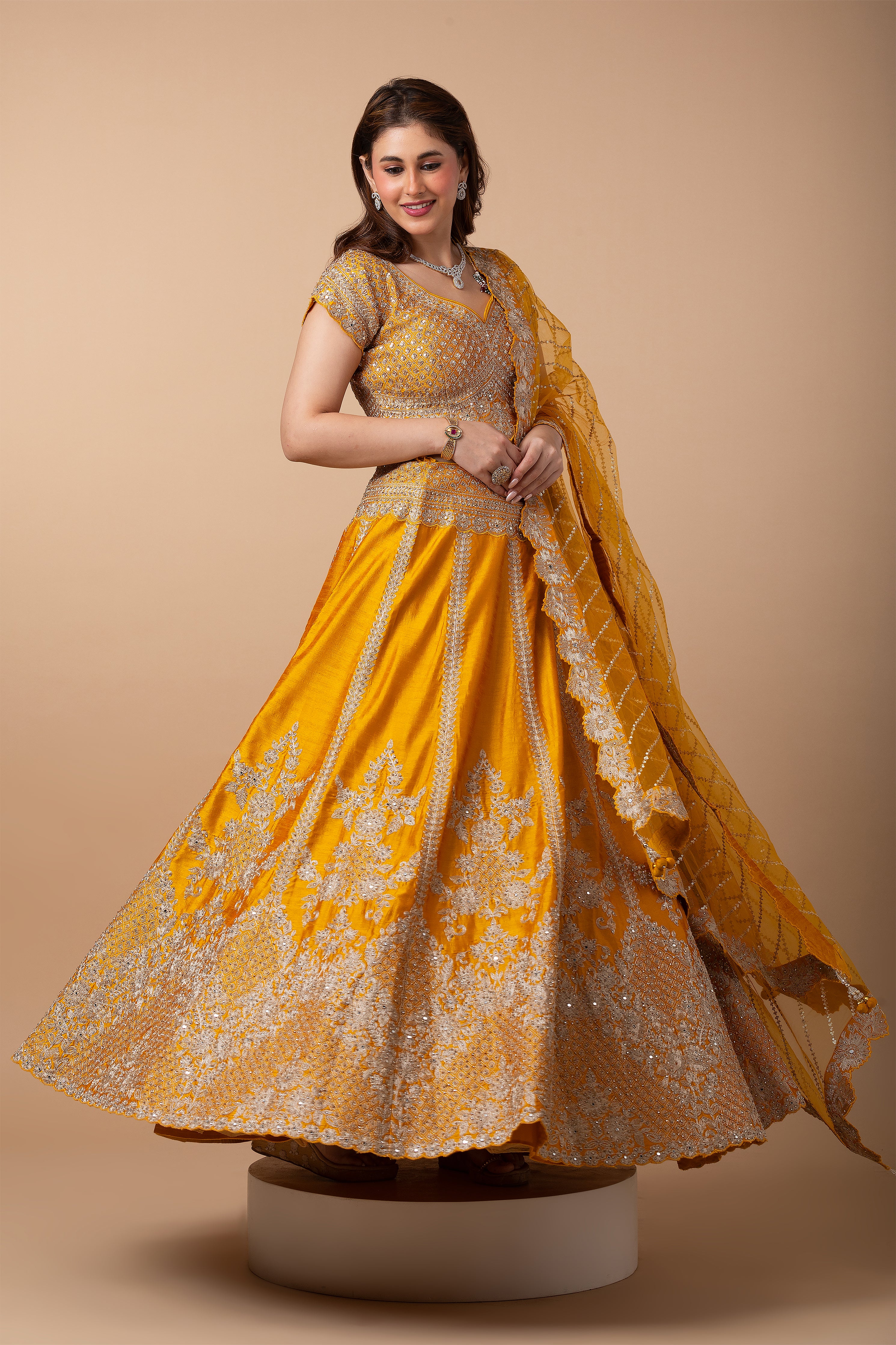 Golden Yellow silk Lehenga Set